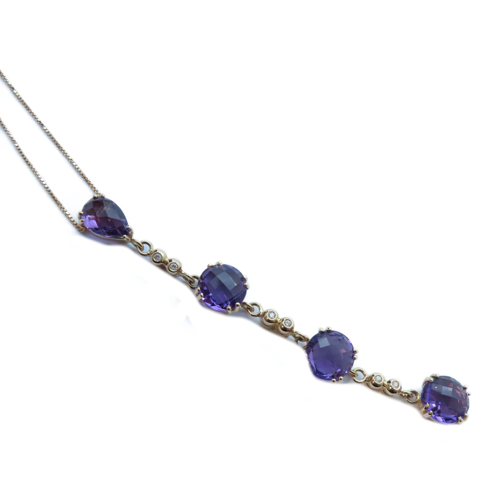 JEWELRY 18K黃金Amethyst/Diamond Necklace紫晶/0.03ct鑽石項鍊#40cm
