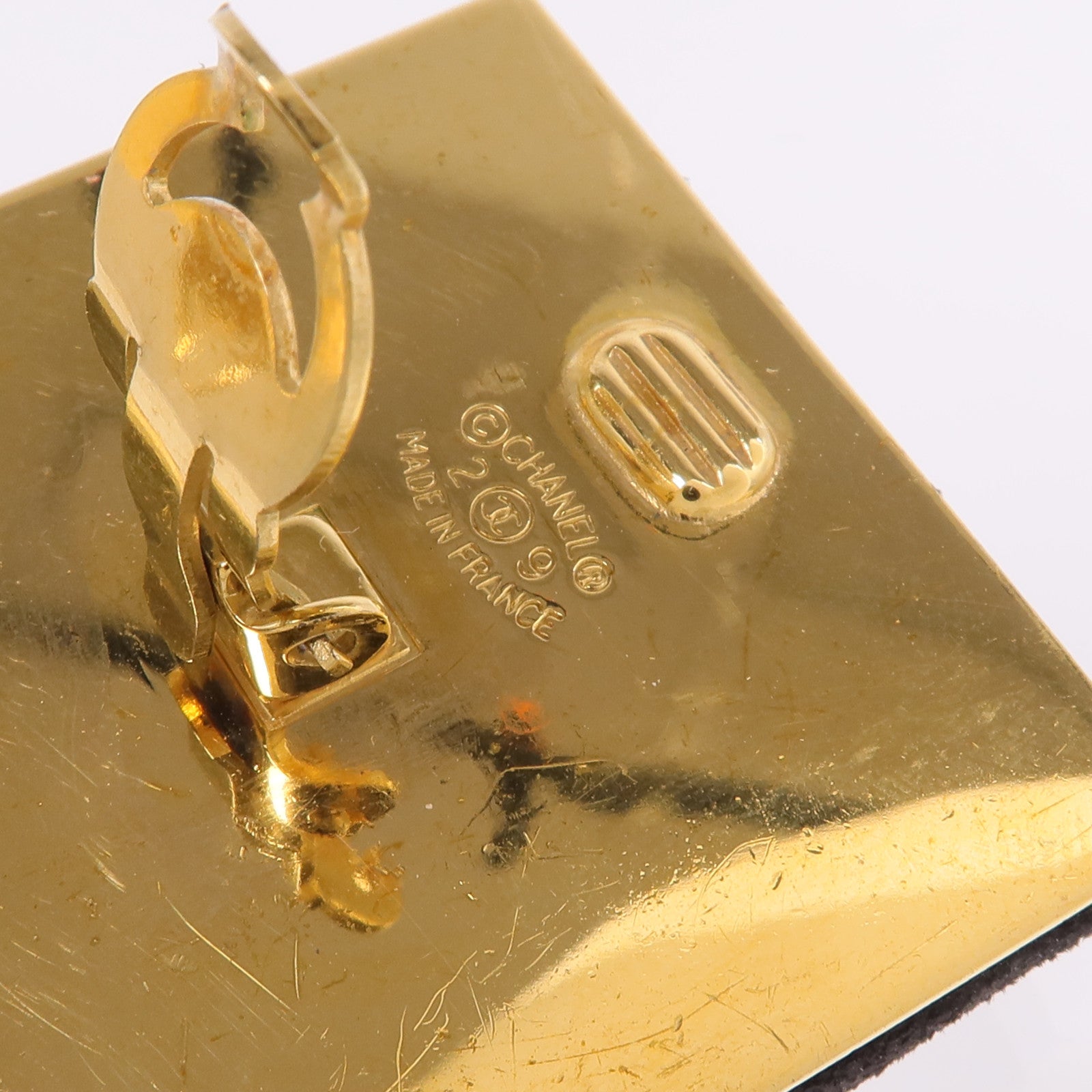 CHANEL 麂皮皮革/金屬Earrings耳環