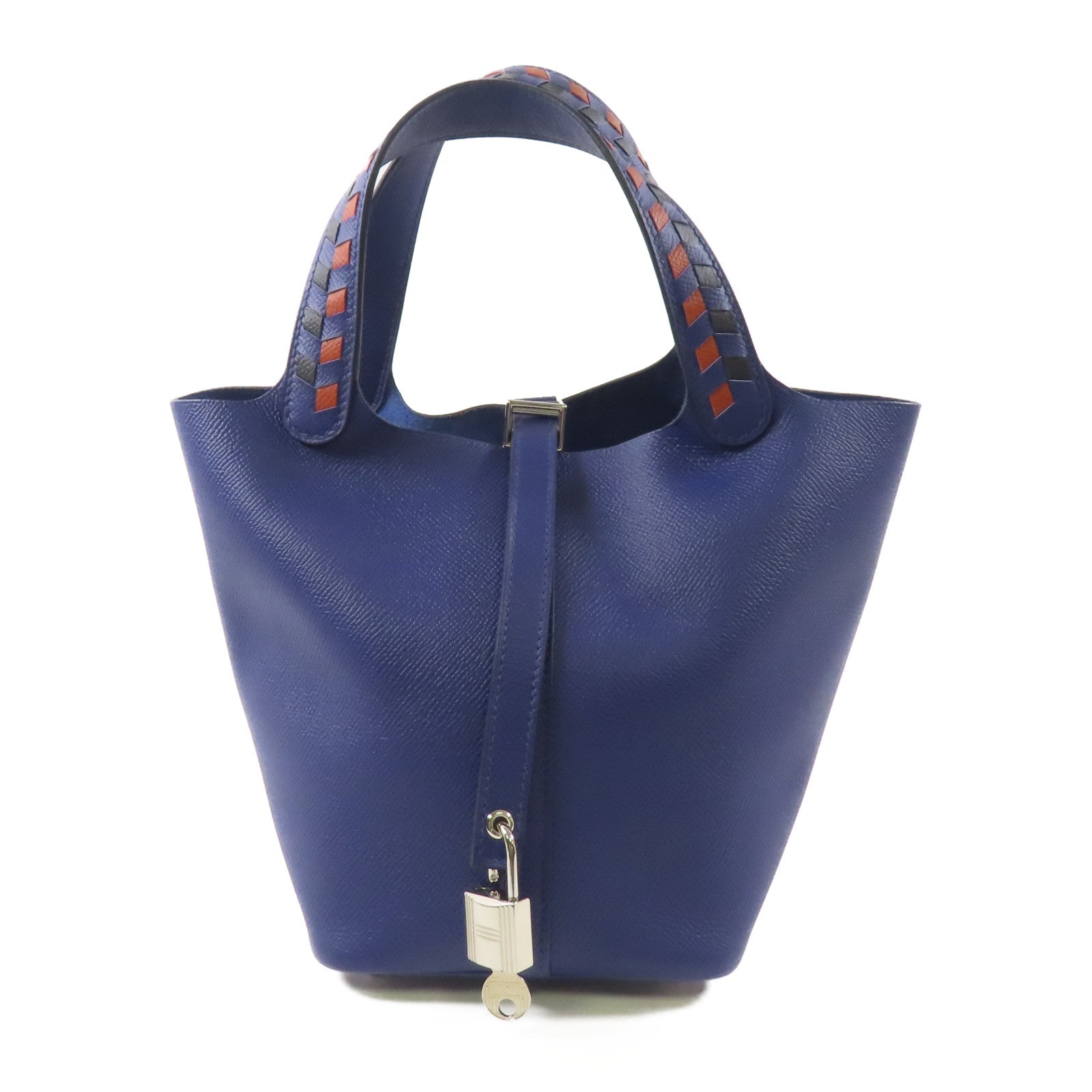 HERMES Epsom皮革Picotin PM銀扣手挽袋Bleu Saphir