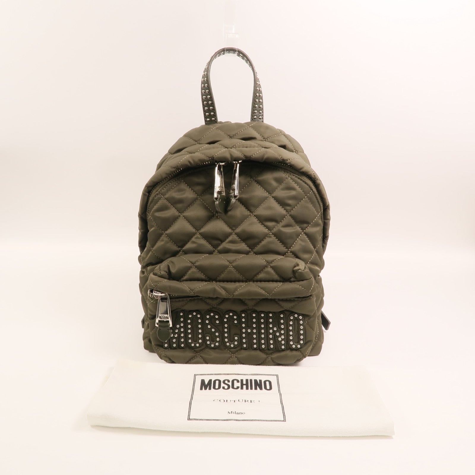 MOSCHINO 尼龍Backpack銀扣背包