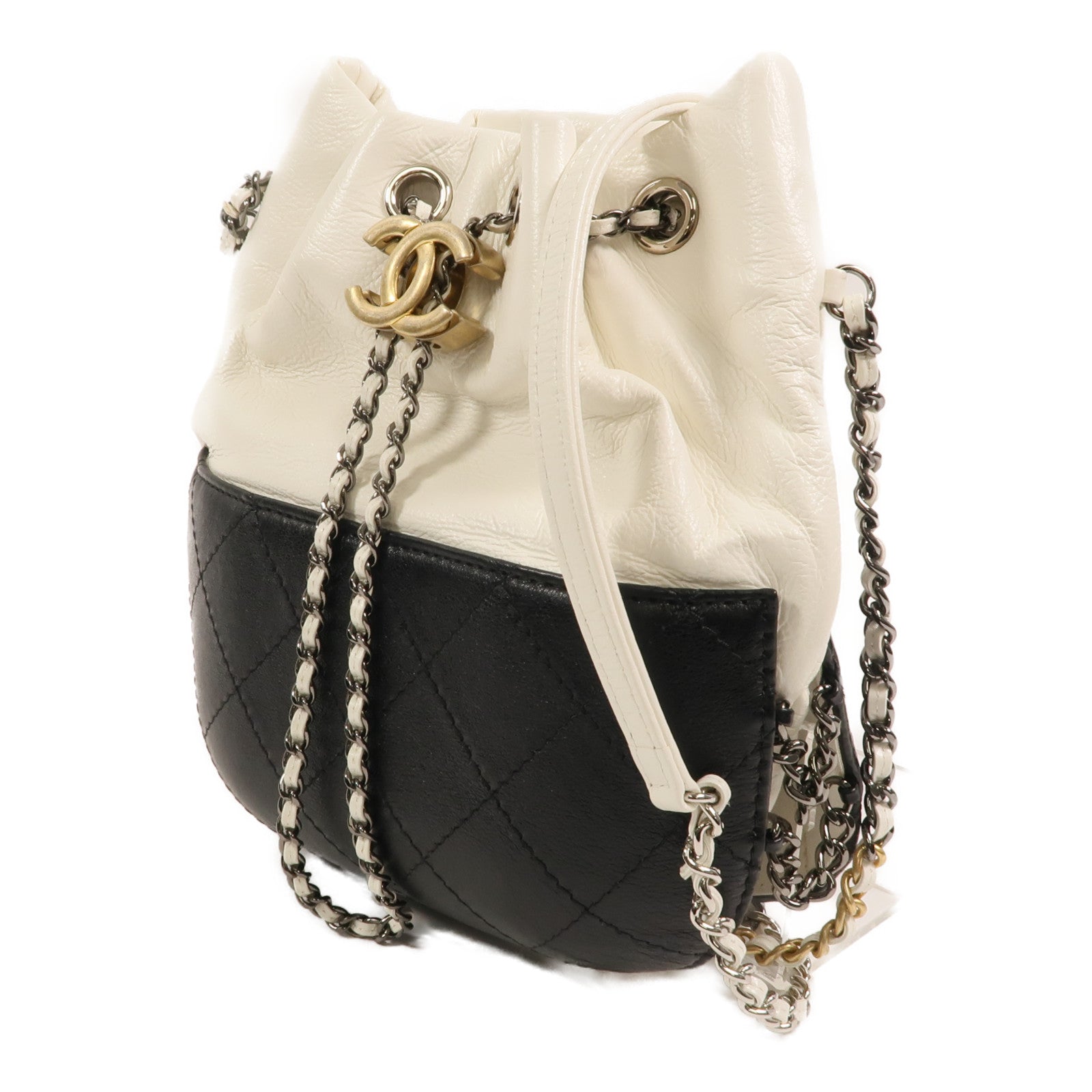 CHANEL 牛皮皮革Gabrielle Bucket鏈帶肩背袋