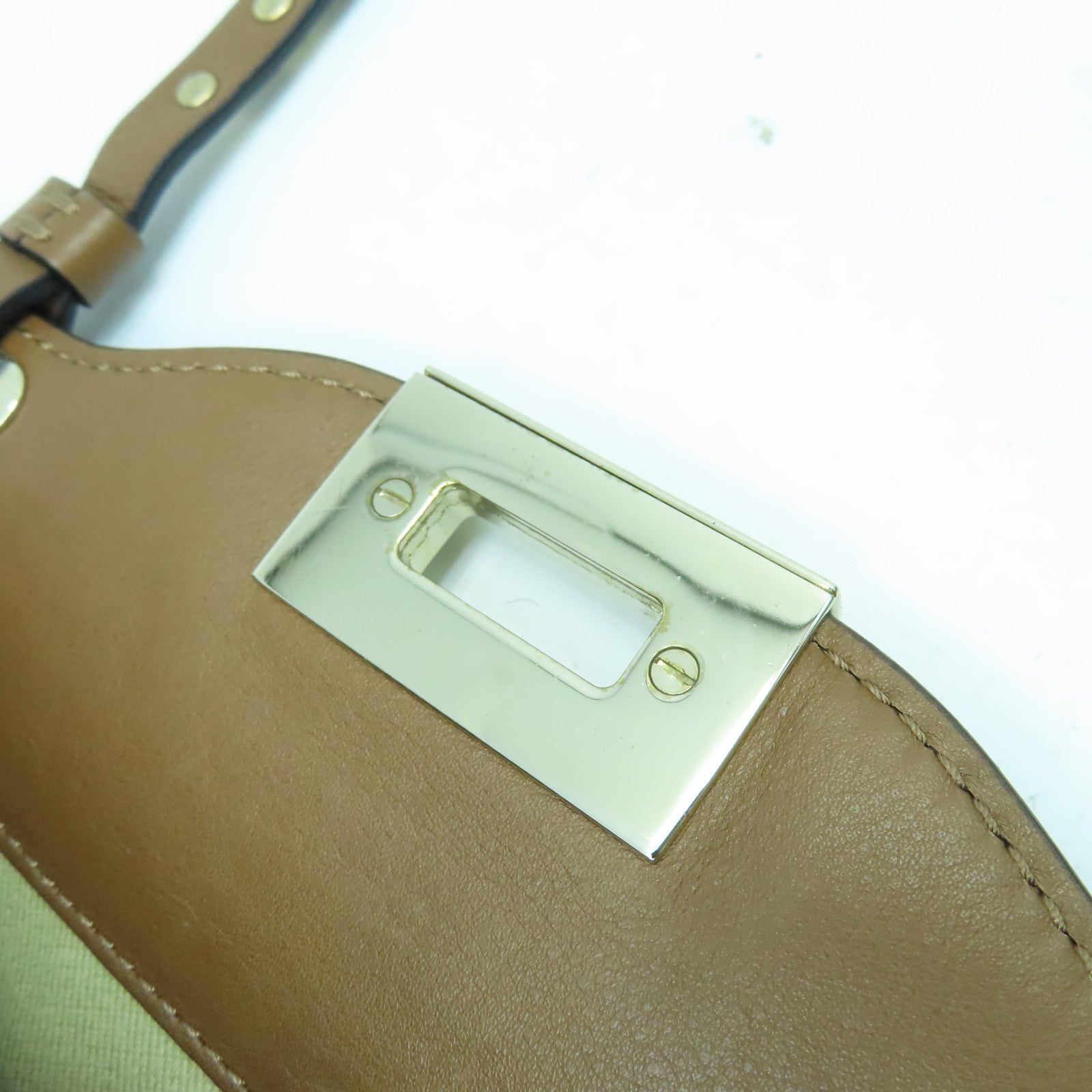 Valentino 馬毛/皮革2 Way Shoulder金扣手挽肩背兩用袋啡色