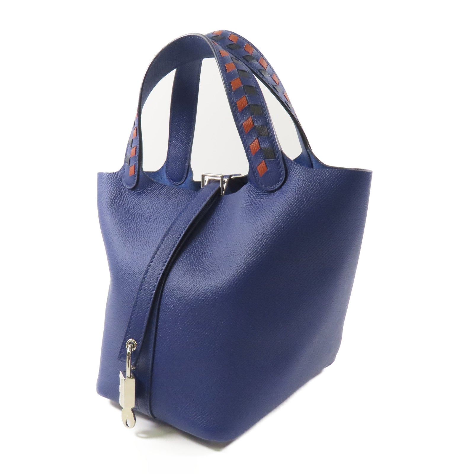 HERMES Epsom皮革Picotin PM銀扣手挽袋Bleu Saphir