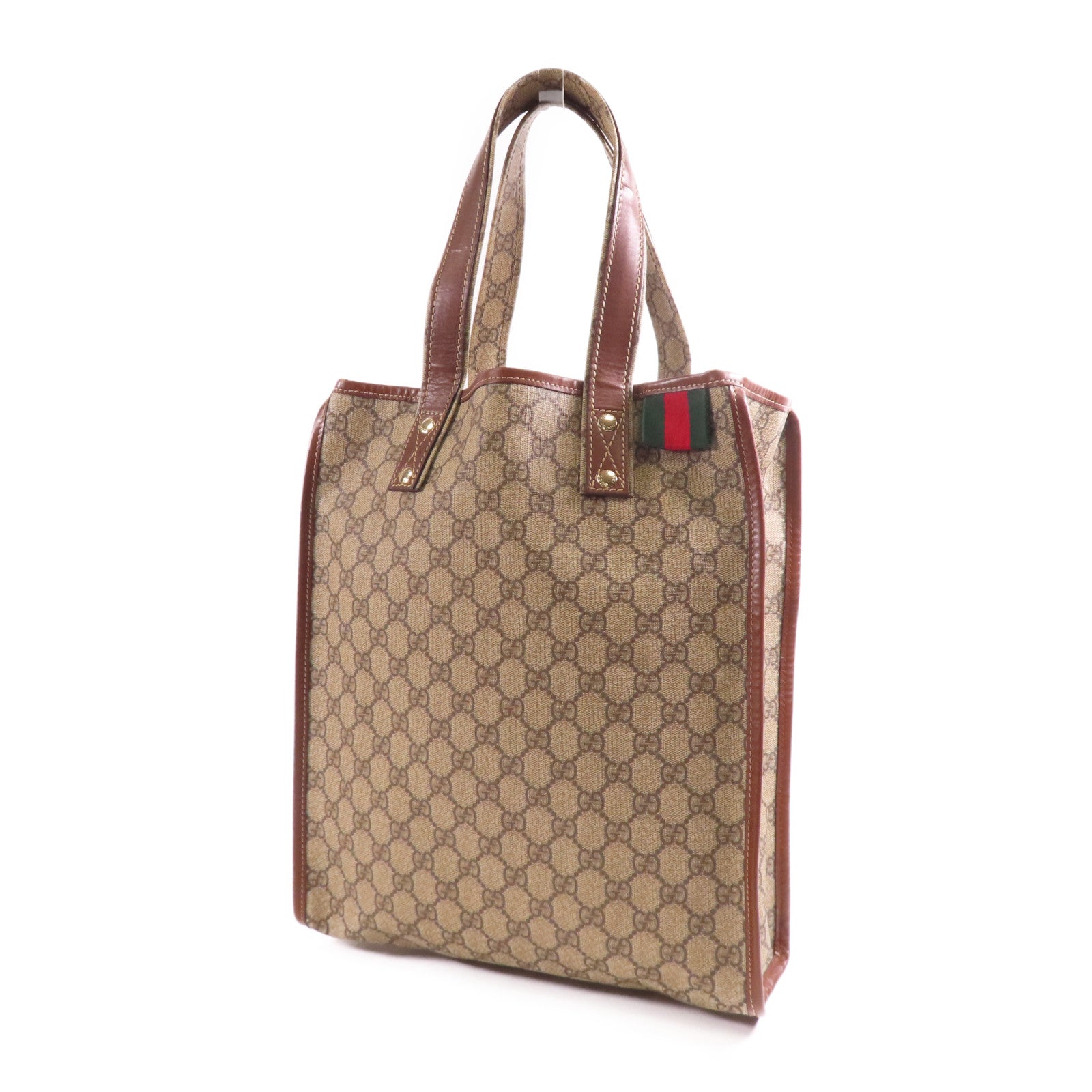 GUCCI GG Tote Bag 211135 Coated Canvas Brown