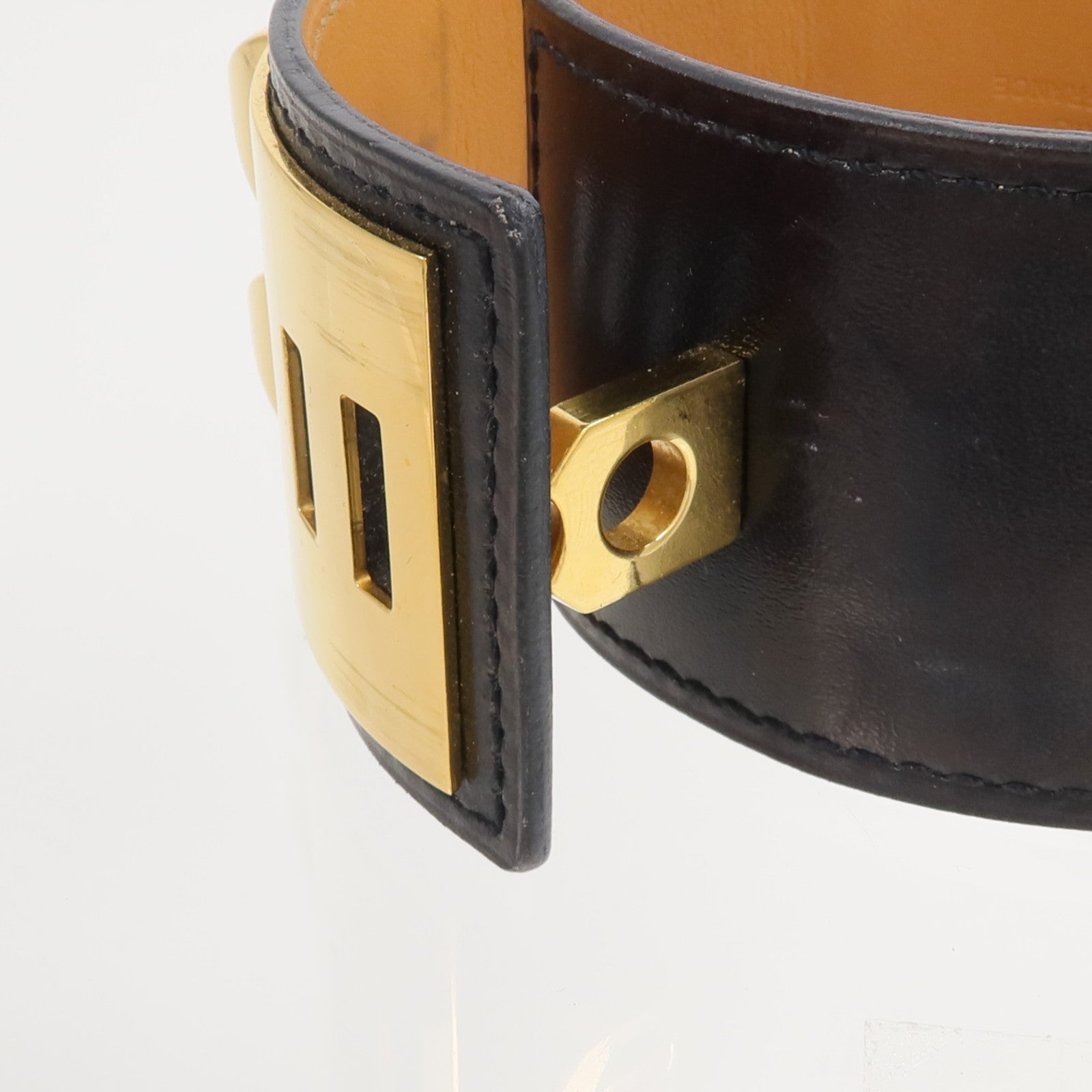 HERMES Box Calf皮革Collier de Chien手鐲Noir