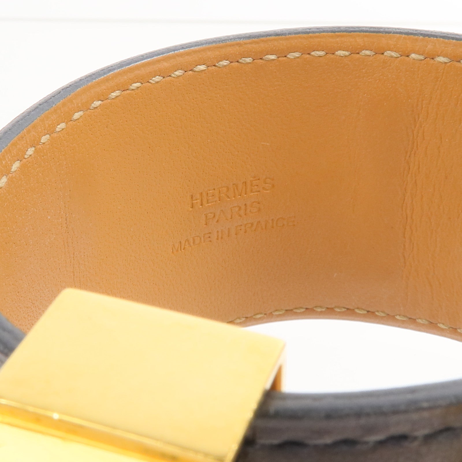 HERMES Box Calf皮革Collier de Chien手鐲Noir