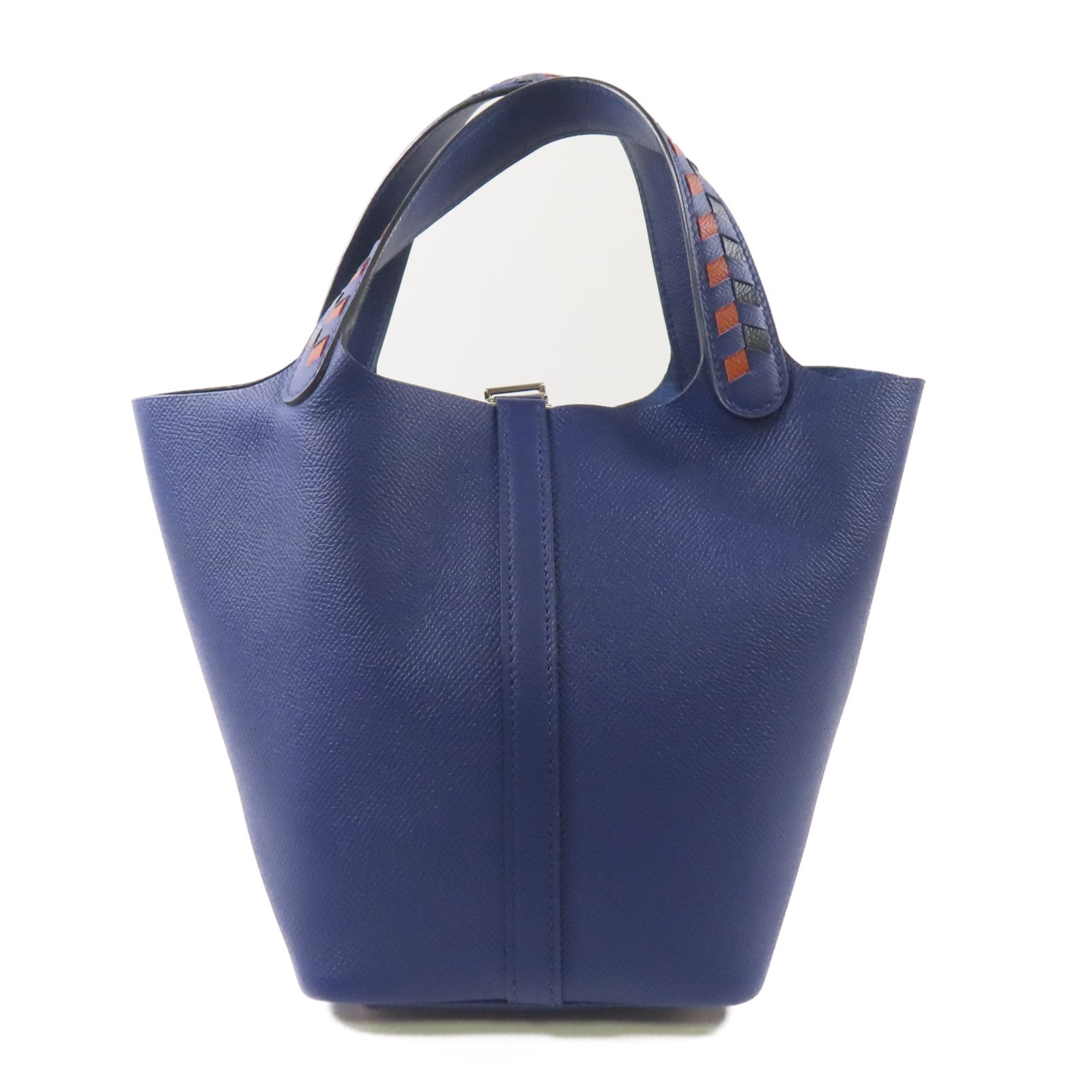 HERMES Epsom皮革Picotin PM銀扣手挽袋Bleu Saphir