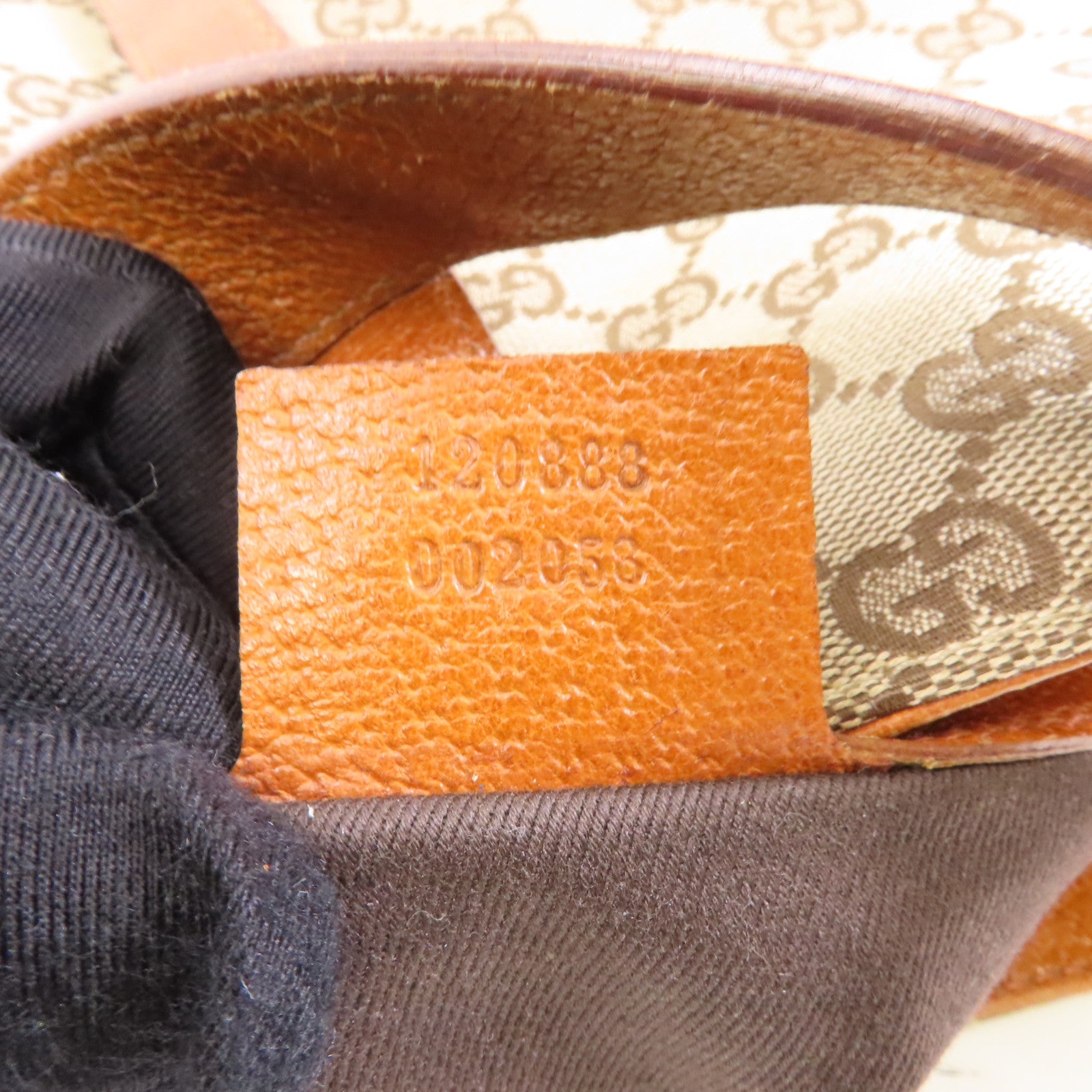 GUCCI 帆布/牛皮皮革Shoulder Bag金扣肩背袋啡色