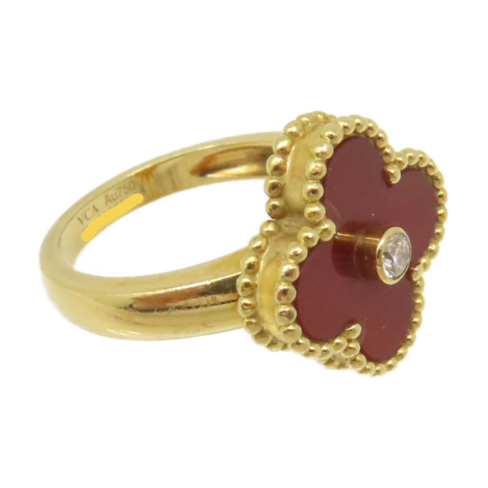 Van Cleef & Arpels 【激減優惠】18K黃金/紅玉髓/鑽石Vintage Alhambra Ring戒指紅色/金色#50/US#5