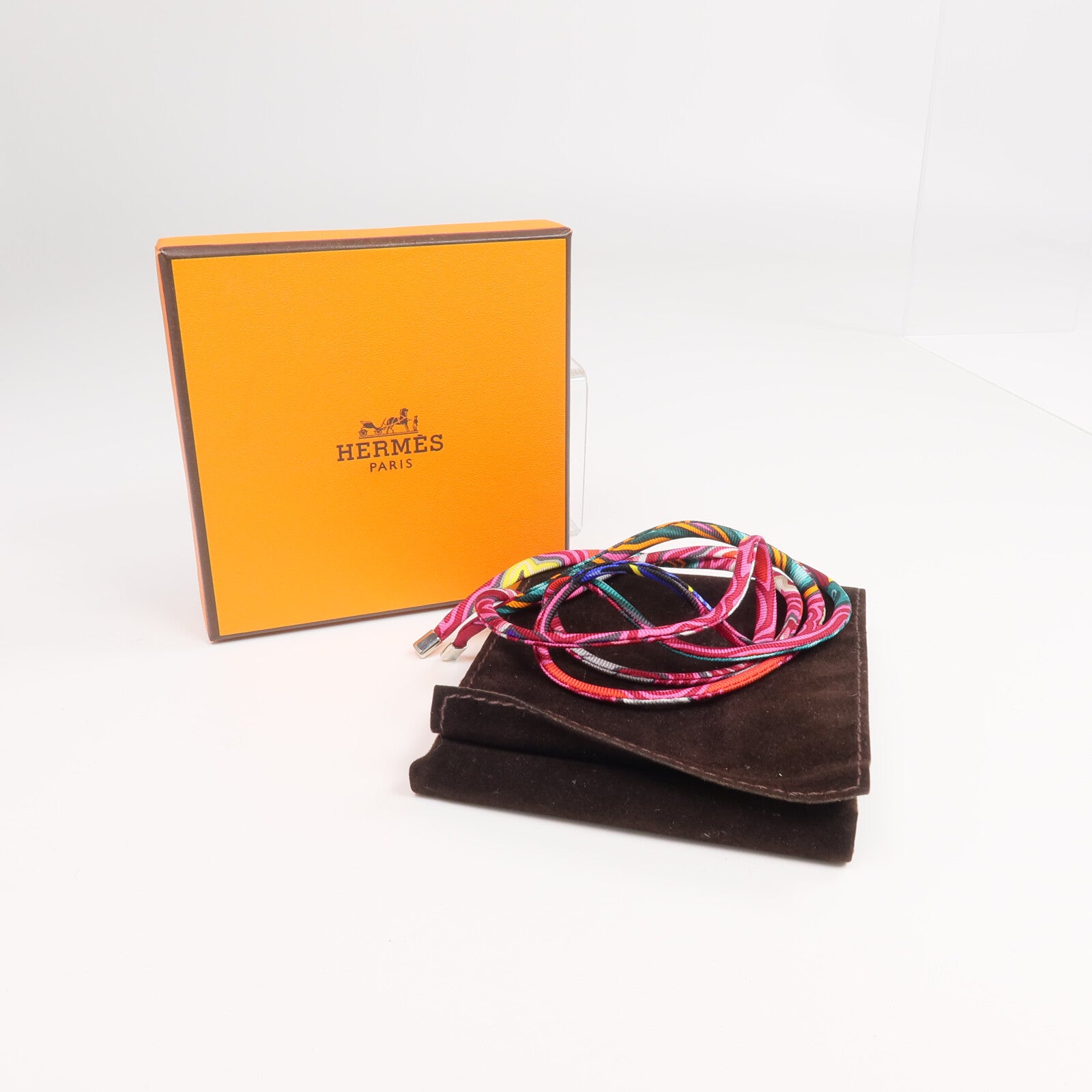 HERMES 【激減優惠】絲質Necklace/Bracelet銀扣項鍊/手帶