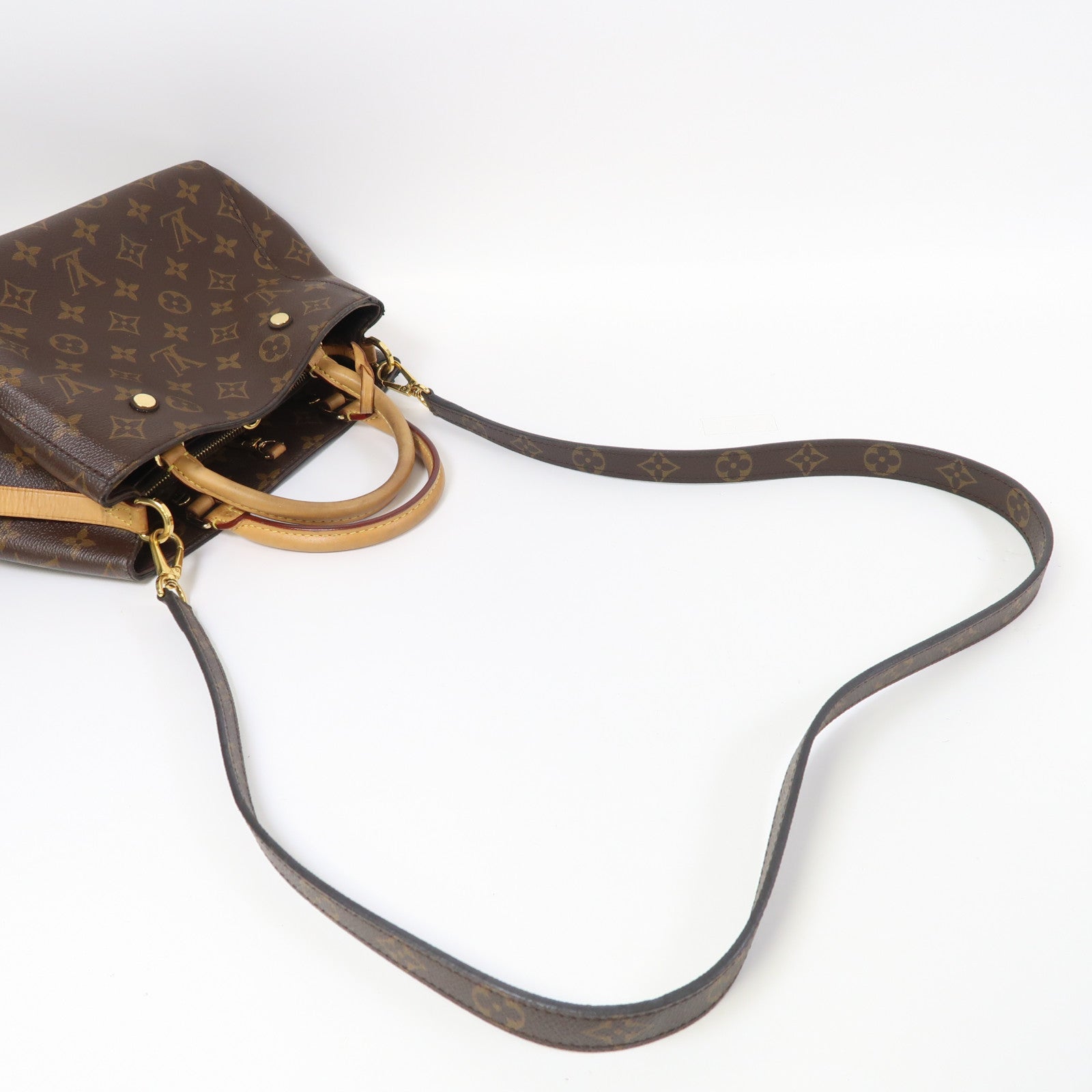 LOUIS VUITTON Monogram Montaigne BB金扣手挽肩背兩用袋棕色