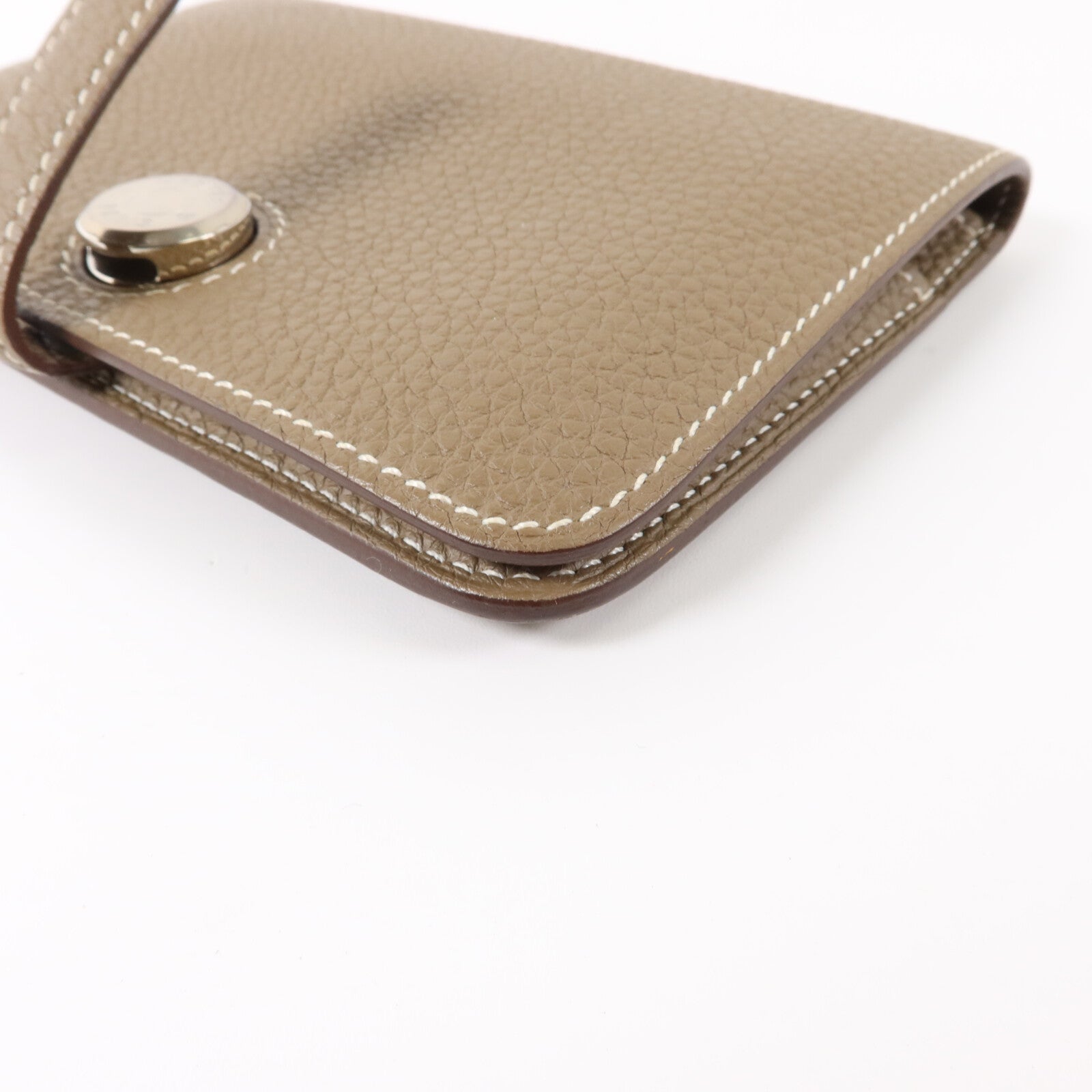 HERMES Togo皮革Dogon Compact Wallet銀扣錢包Etoupe