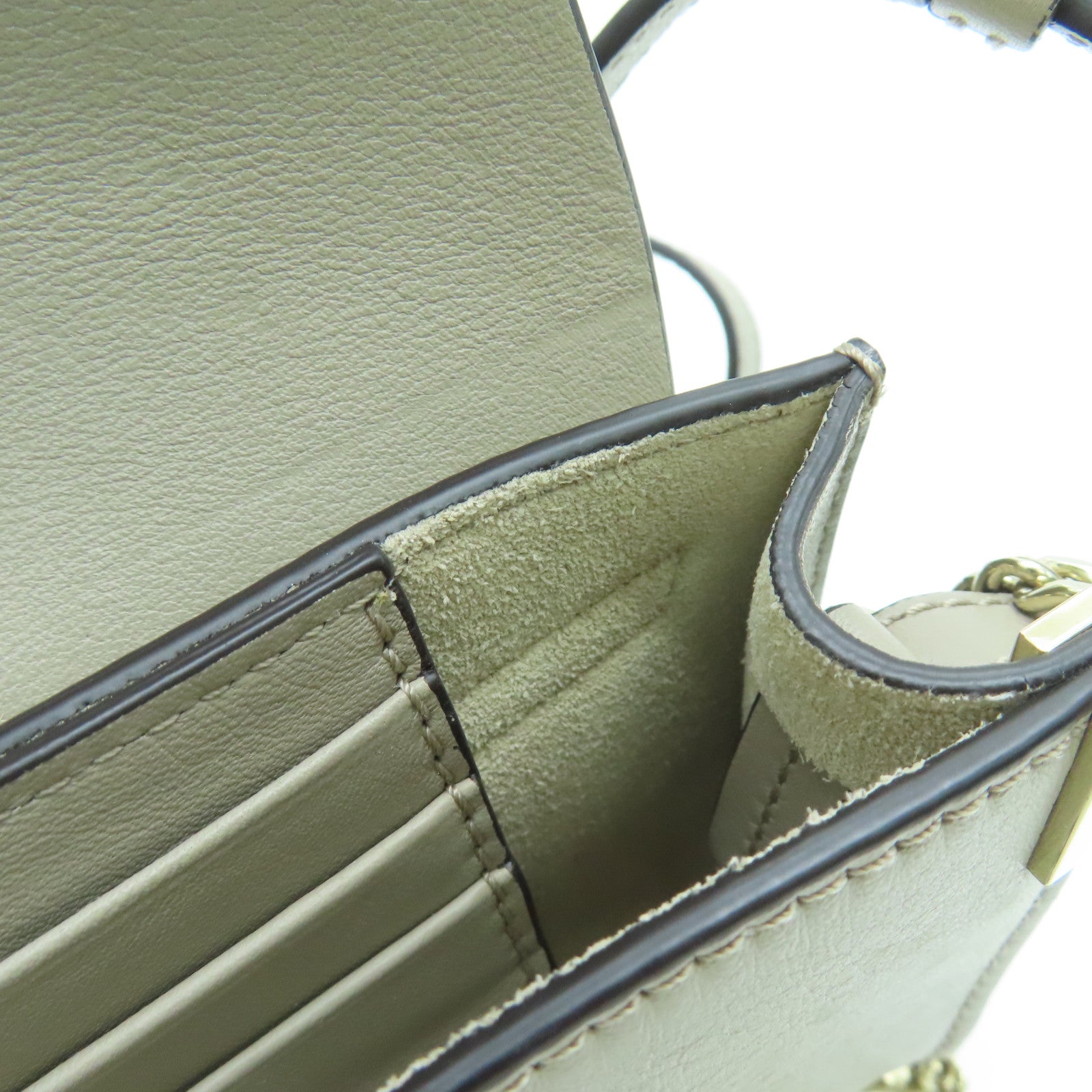 Chloe 【激減優惠】牛皮皮革Faye Wallet On Strap金扣肩背袋灰色