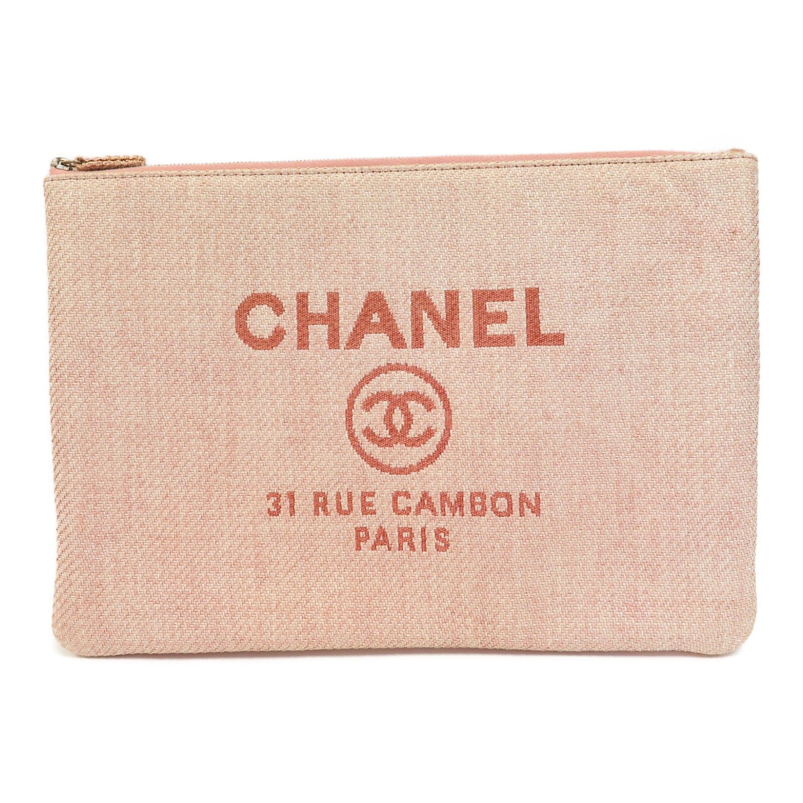CHANEL 【激減優惠】帆布Clutch Bag銀扣手拿包粉紅色