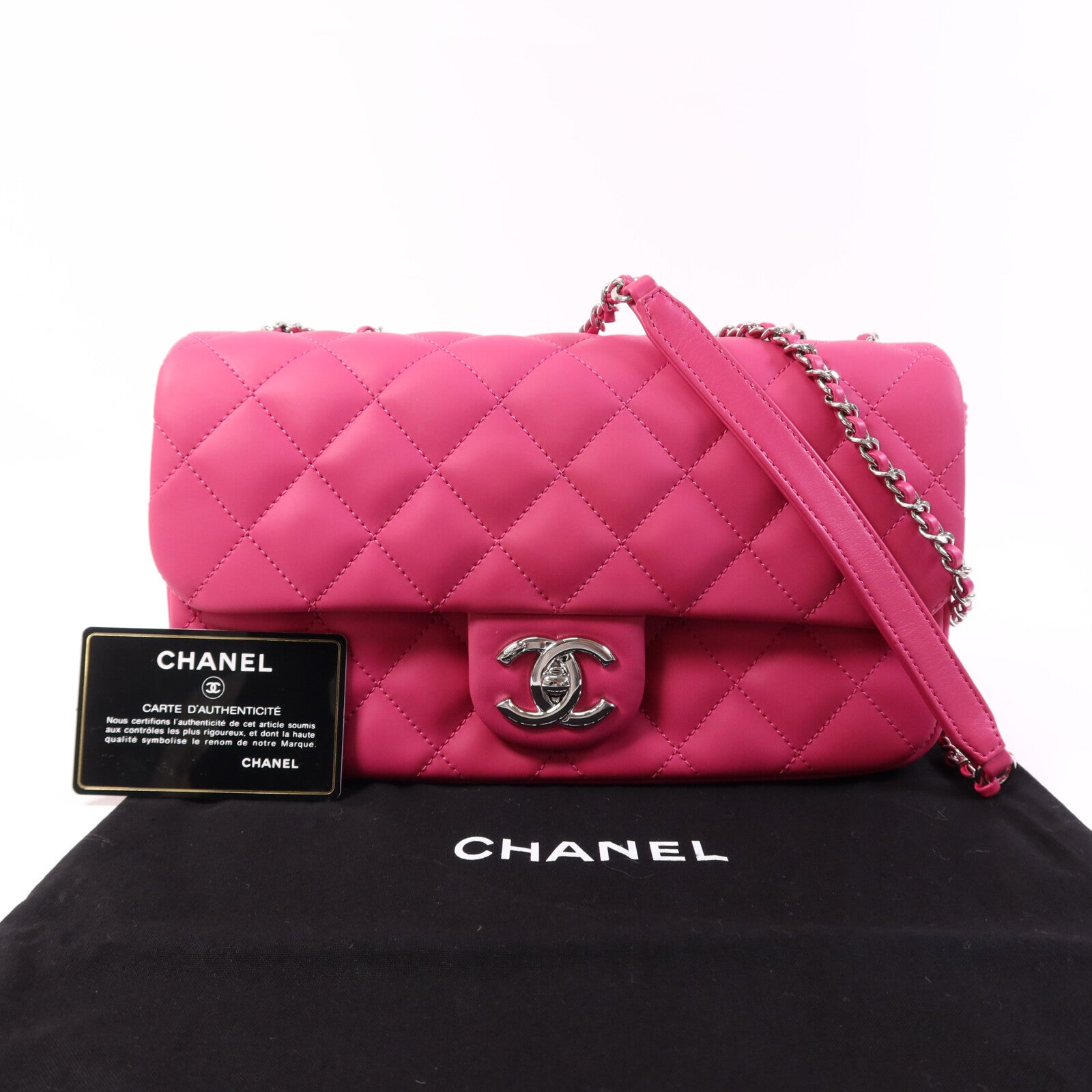 CHANEL 塑料/牛皮皮革Chain Shoulder Bag銀扣鏈帶肩背袋