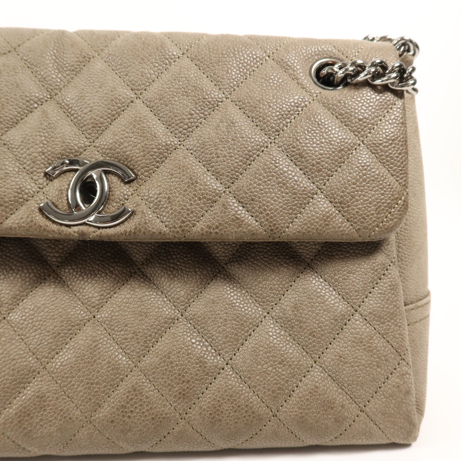 CHANEL 牛皮皮革Shoulder Bag銀扣肩背袋