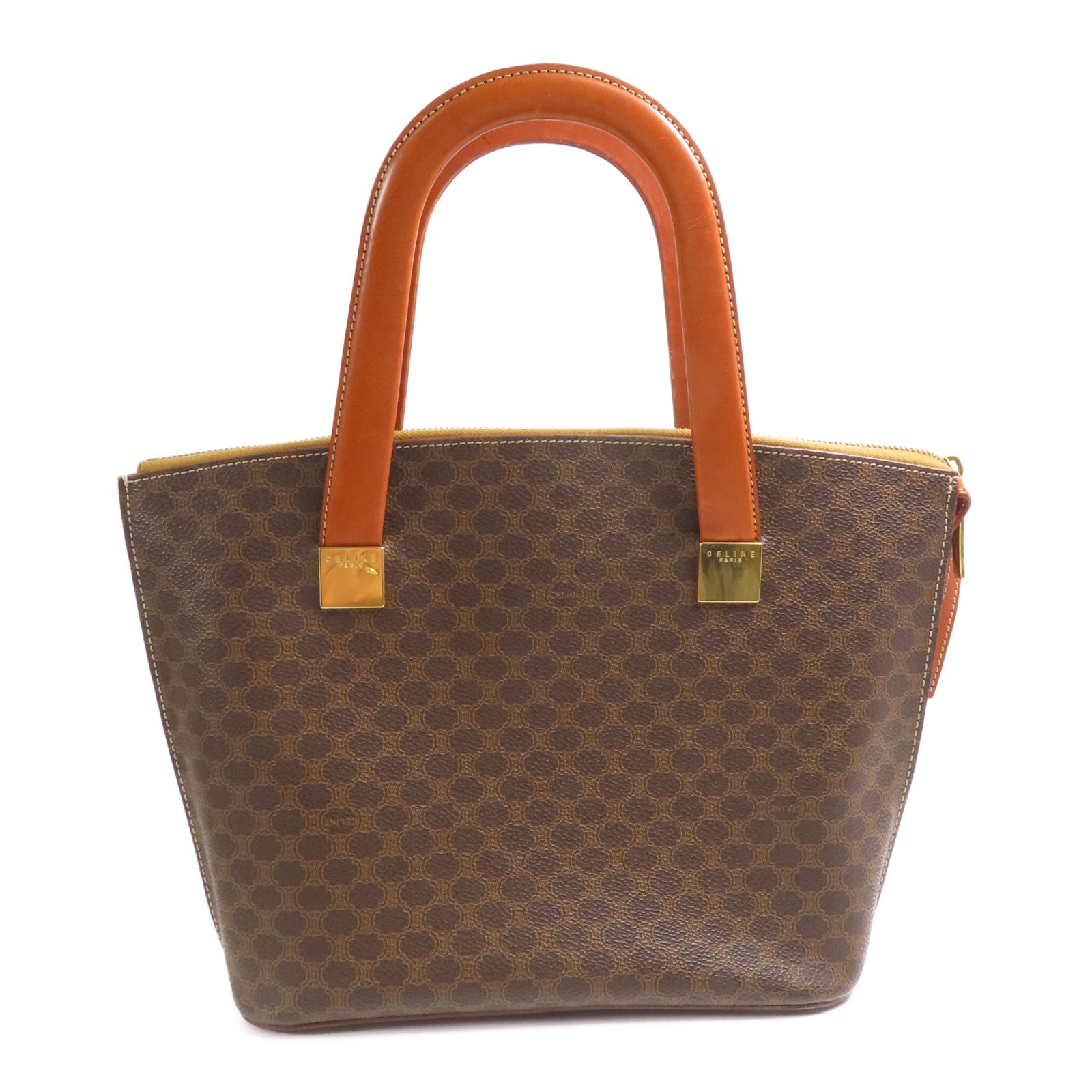 CELINE GHW Hand Bag Coated Canvas Brown