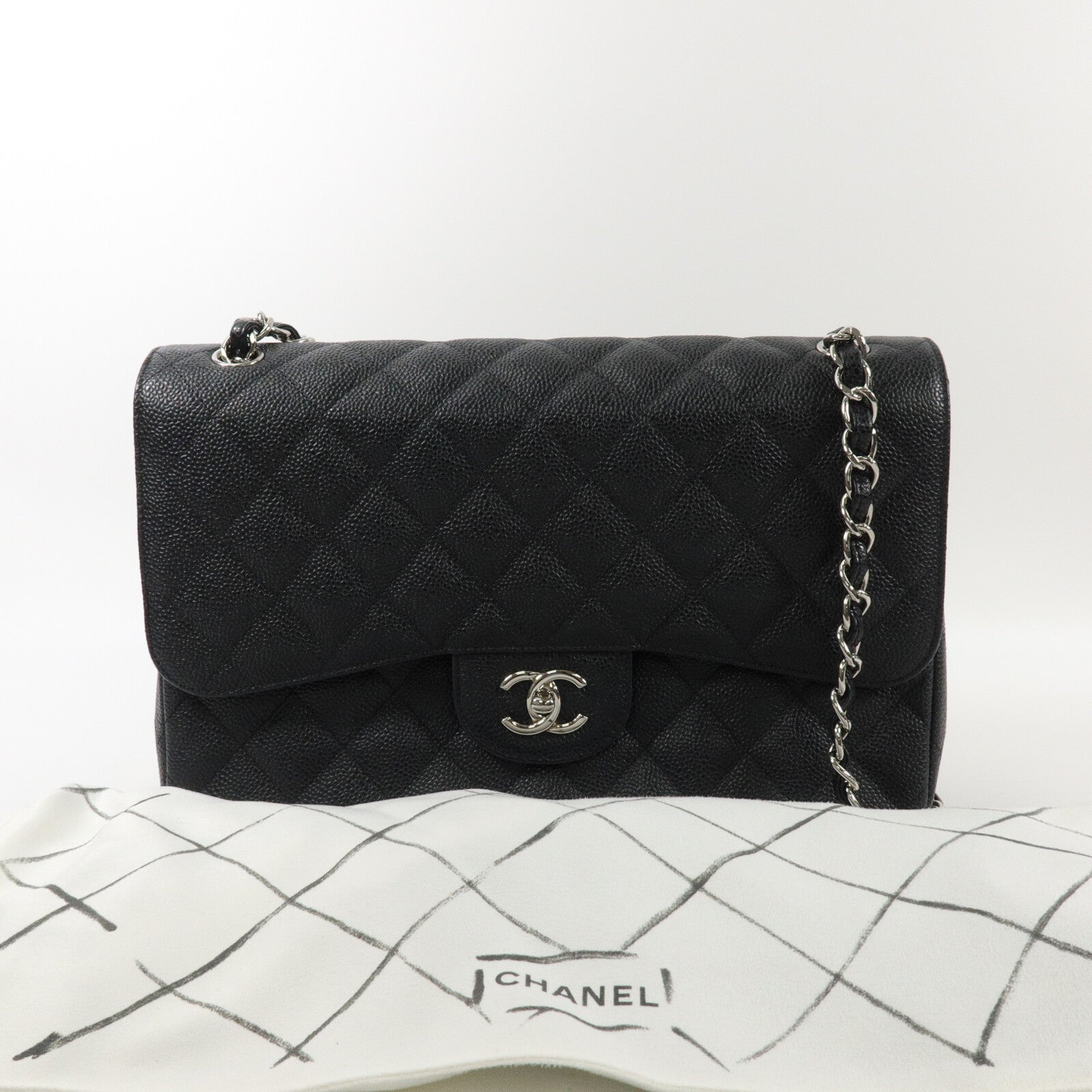 CHANEL 牛皮皮革Large Classic鏈帶肩背袋