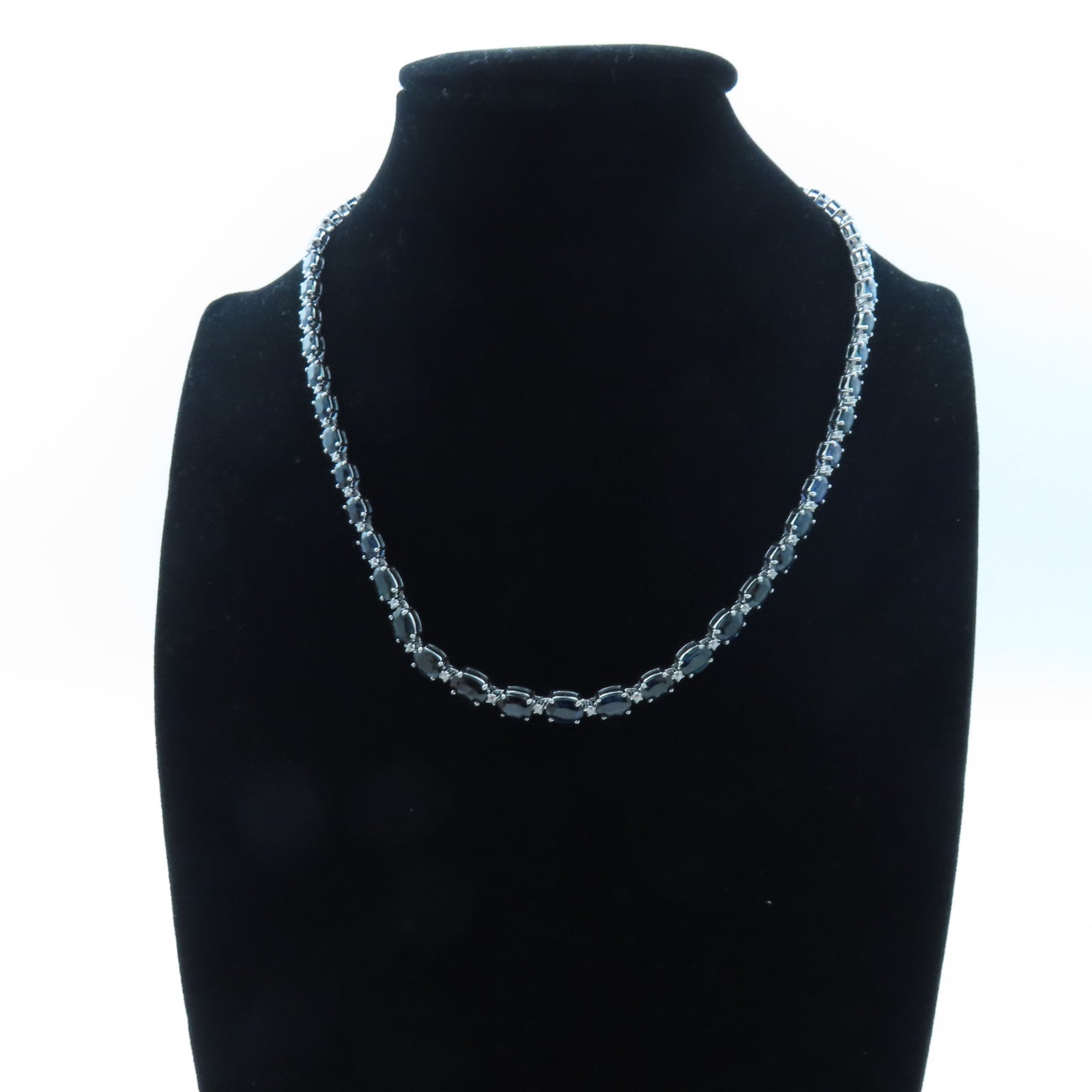 JEWELRY 18K白金Sapphire/Diamond Necklace34.410ct藍寶石/1.04ct鑽石項鍊#44cm