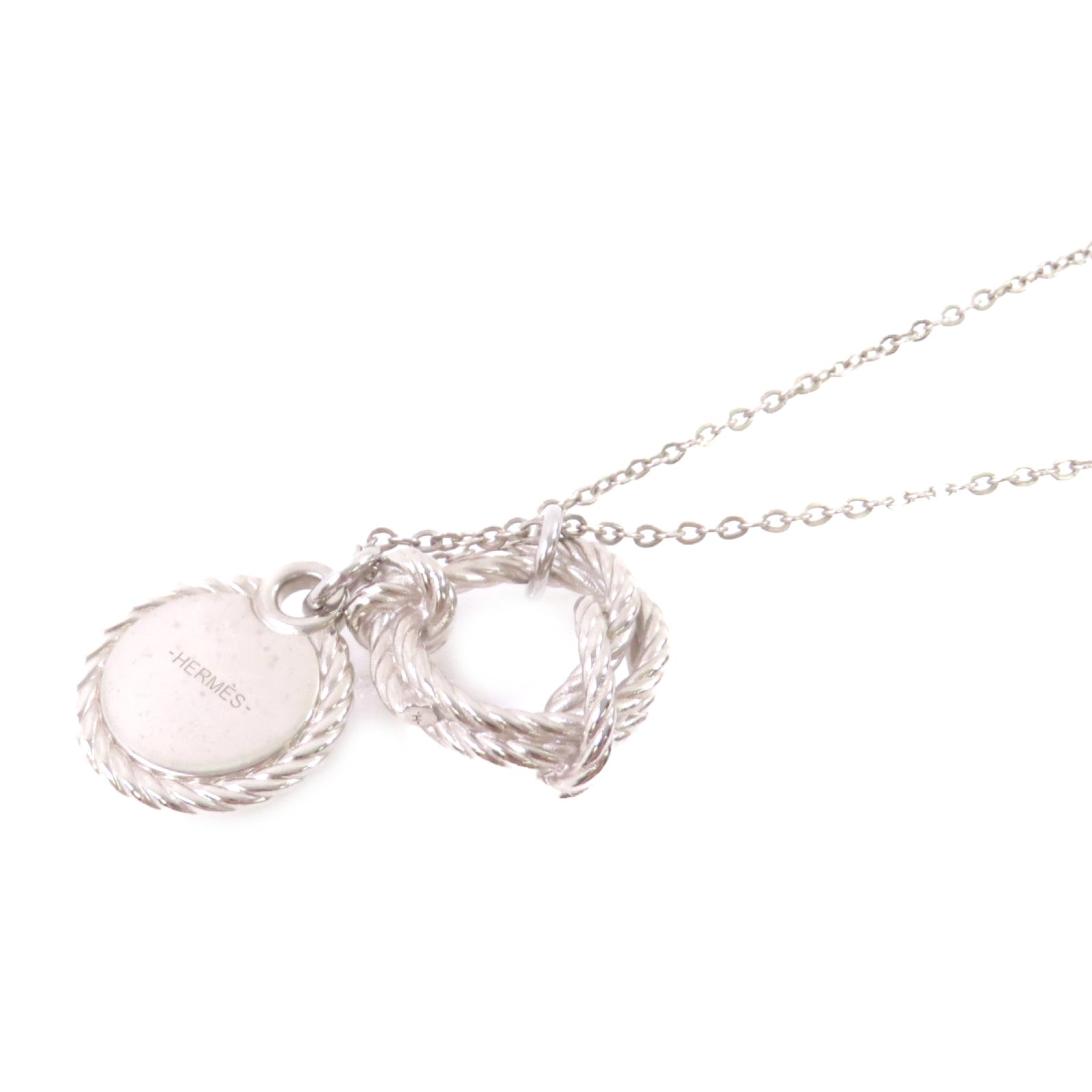 HERMES 鈀金Cordage Necklace銀扣項鏈銀色