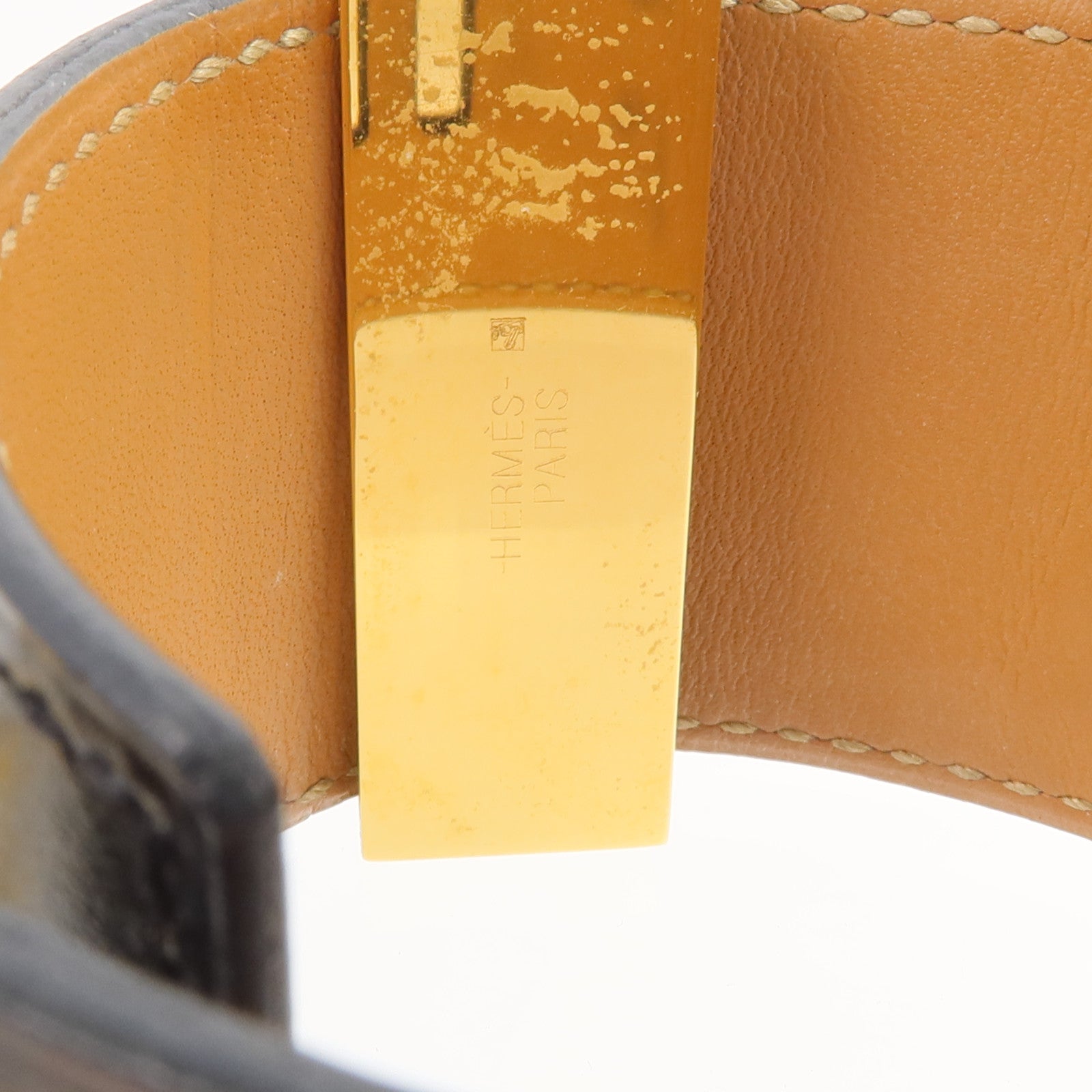 HERMES Box Calf皮革Collier de Chien手鐲Noir