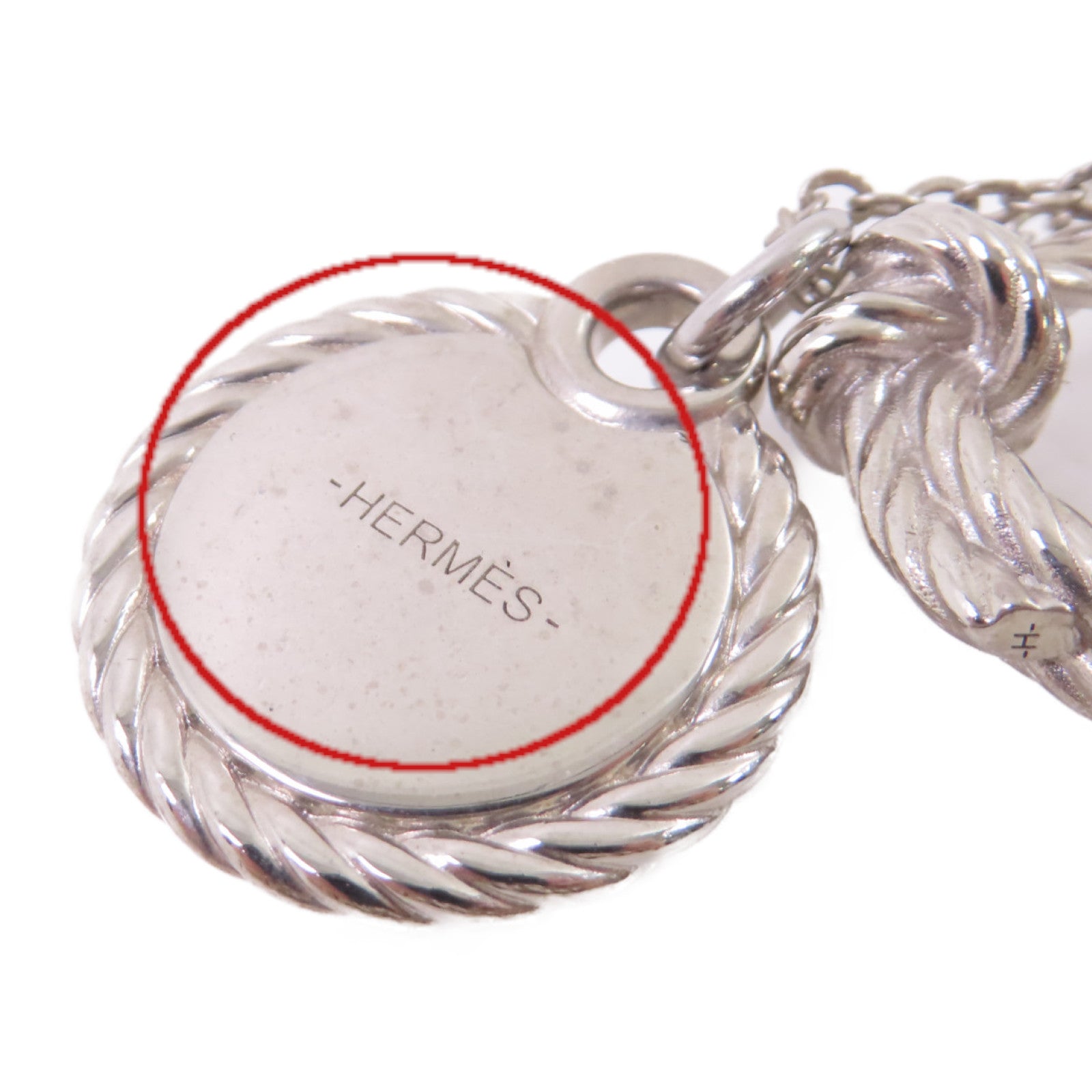 HERMES 鈀金Cordage Necklace銀扣項鏈銀色