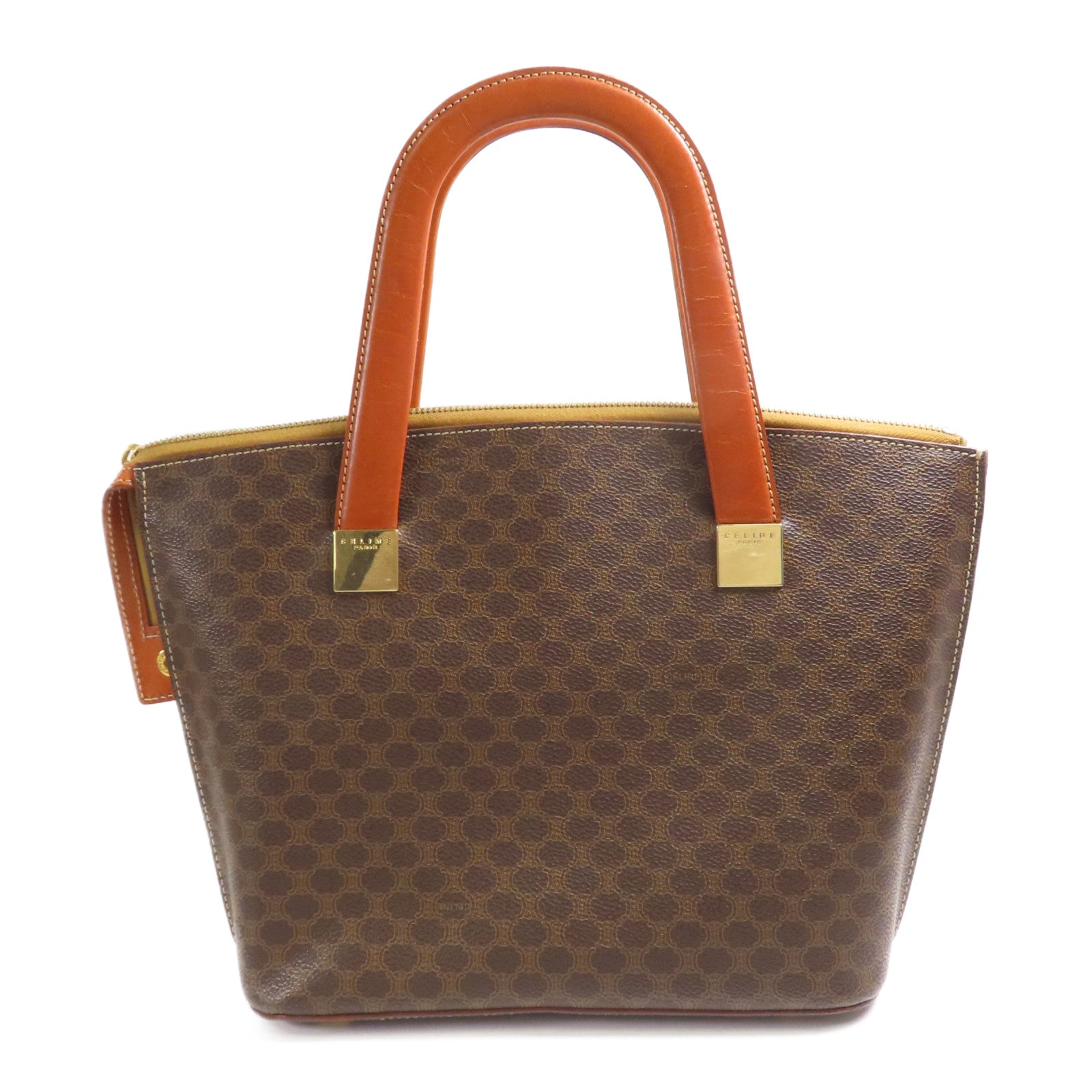 CELINE GHW Hand Bag Coated Canvas Brown