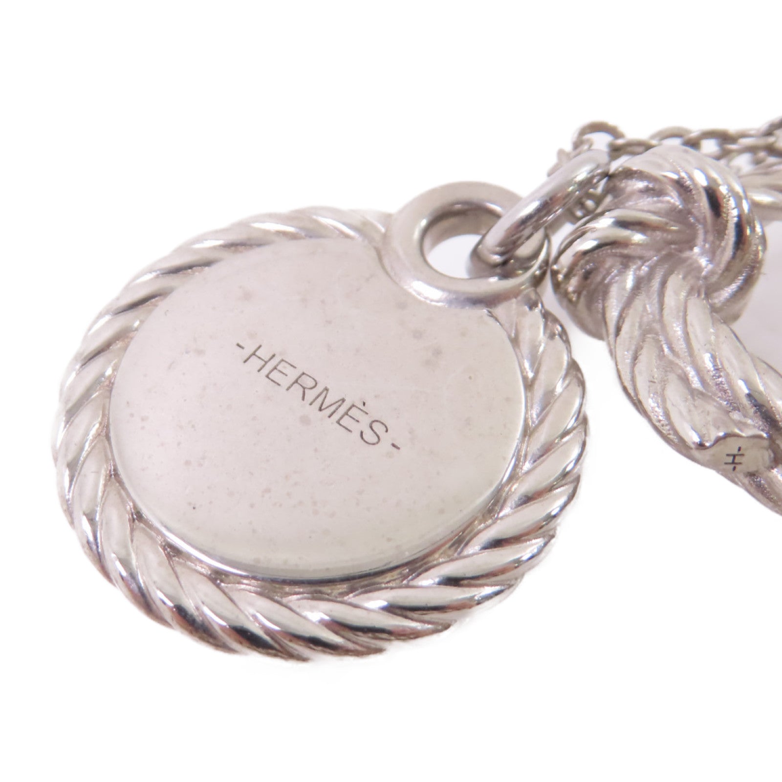 HERMES 鈀金Cordage Necklace銀扣項鏈銀色