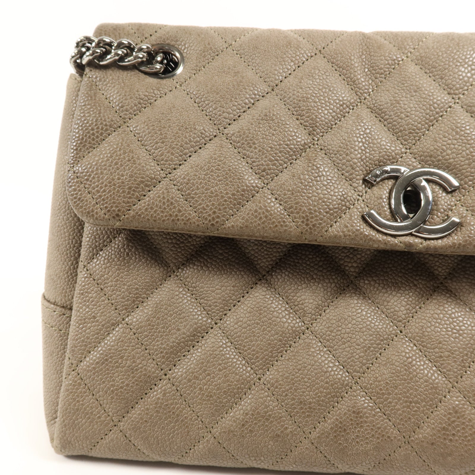 CHANEL 牛皮皮革Shoulder Bag銀扣肩背袋