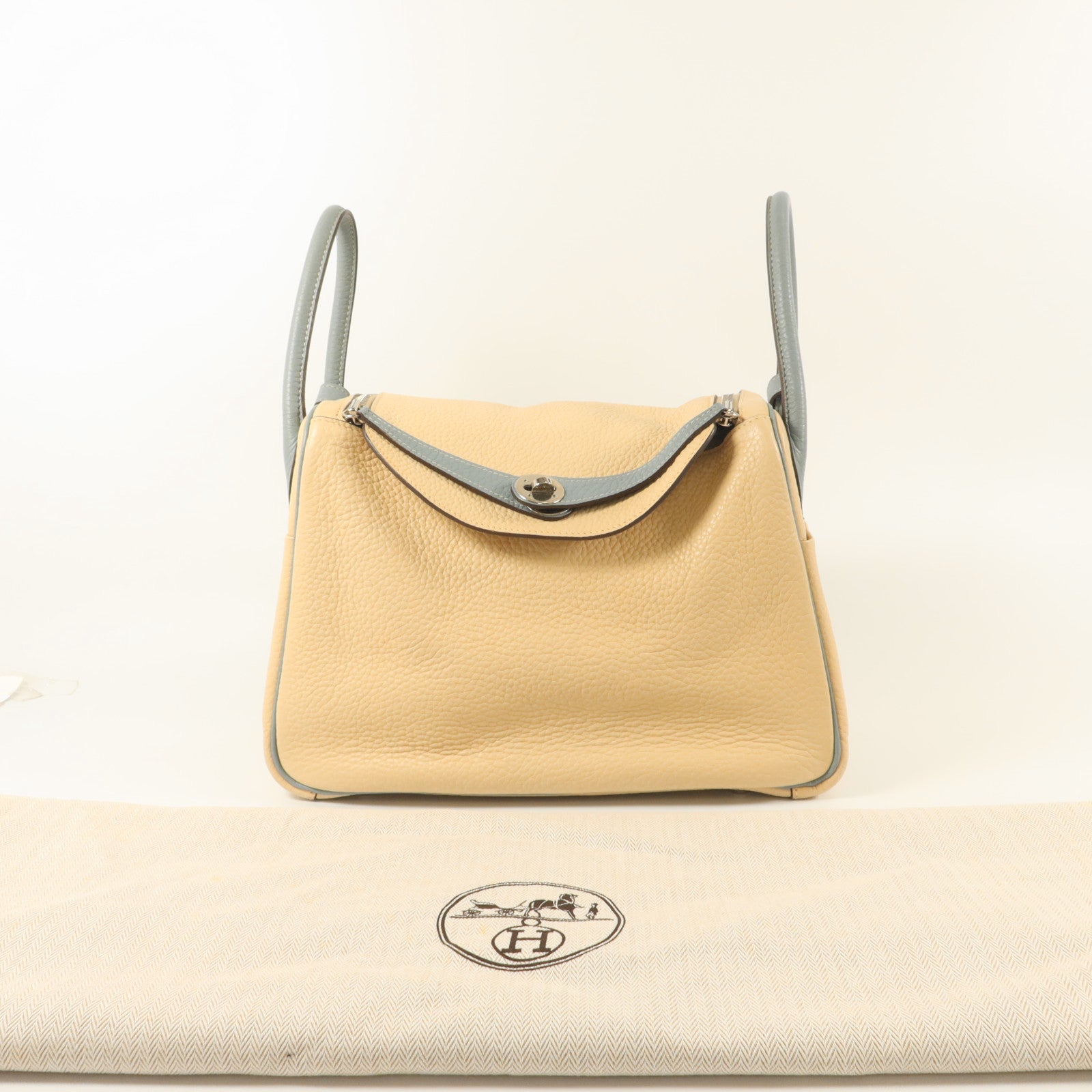 HERMES Clemence皮革Lindy 30手挽肩背兩用袋Parchemin/Ciel