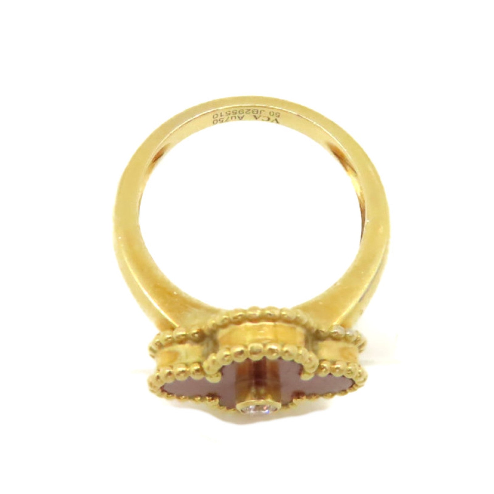 Van Cleef & Arpels 【激減優惠】18K黃金/紅玉髓/鑽石Vintage Alhambra Ring戒指紅色/金色#50/US#5