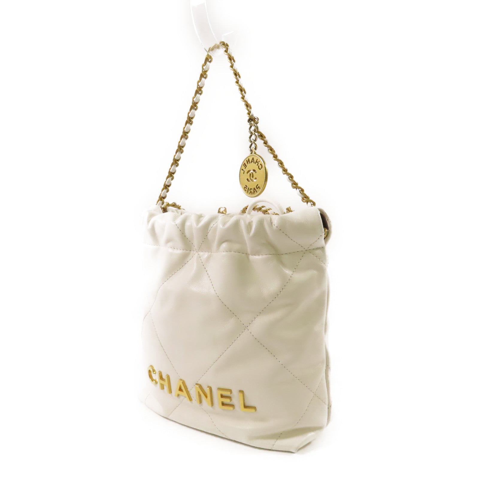 CHANEL 牛皮皮革Mini 22金扣鏈帶肩背袋
