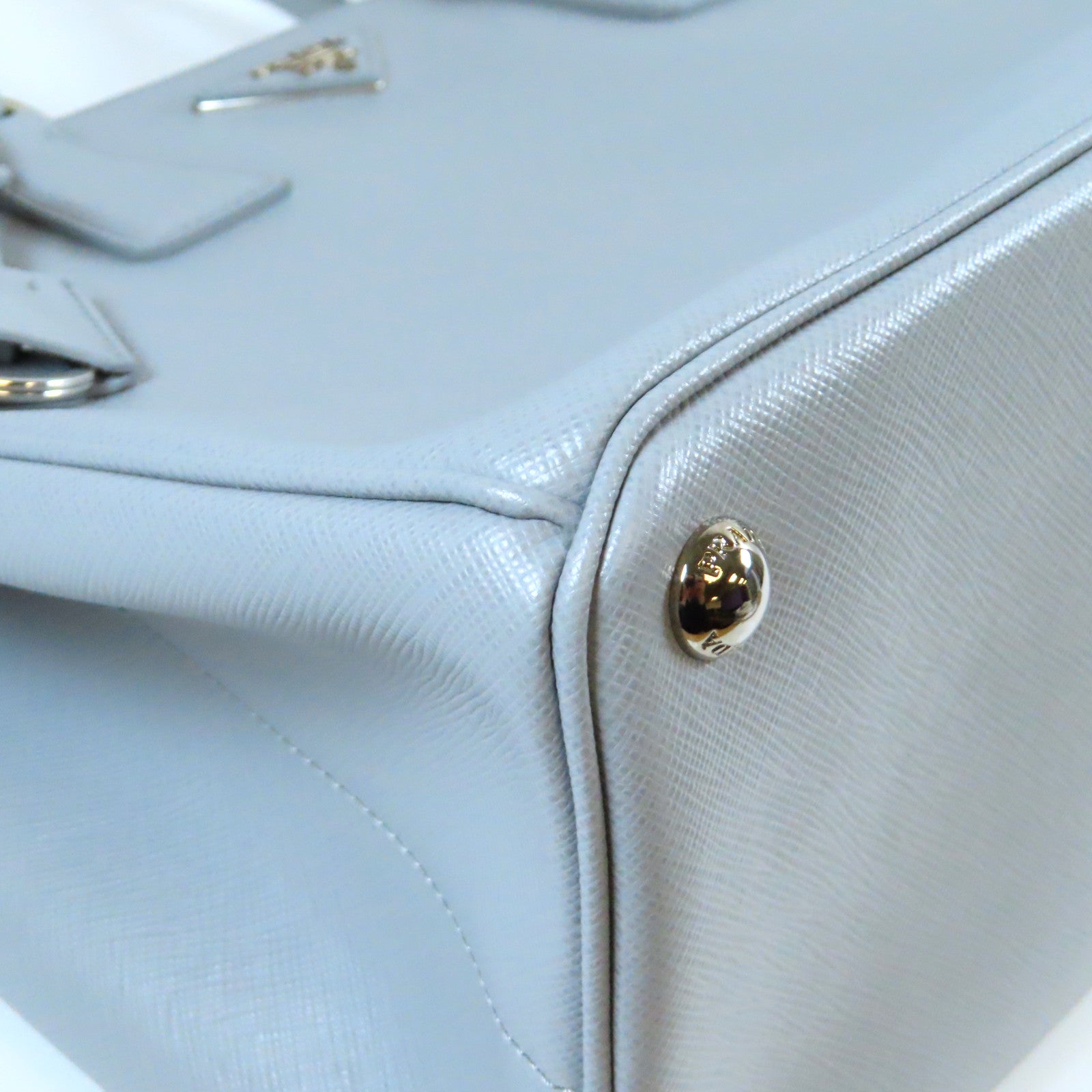 PRADA 【激減優惠】牛皮皮革Galleria Handbag銀扣手挽肩背兩用袋灰色