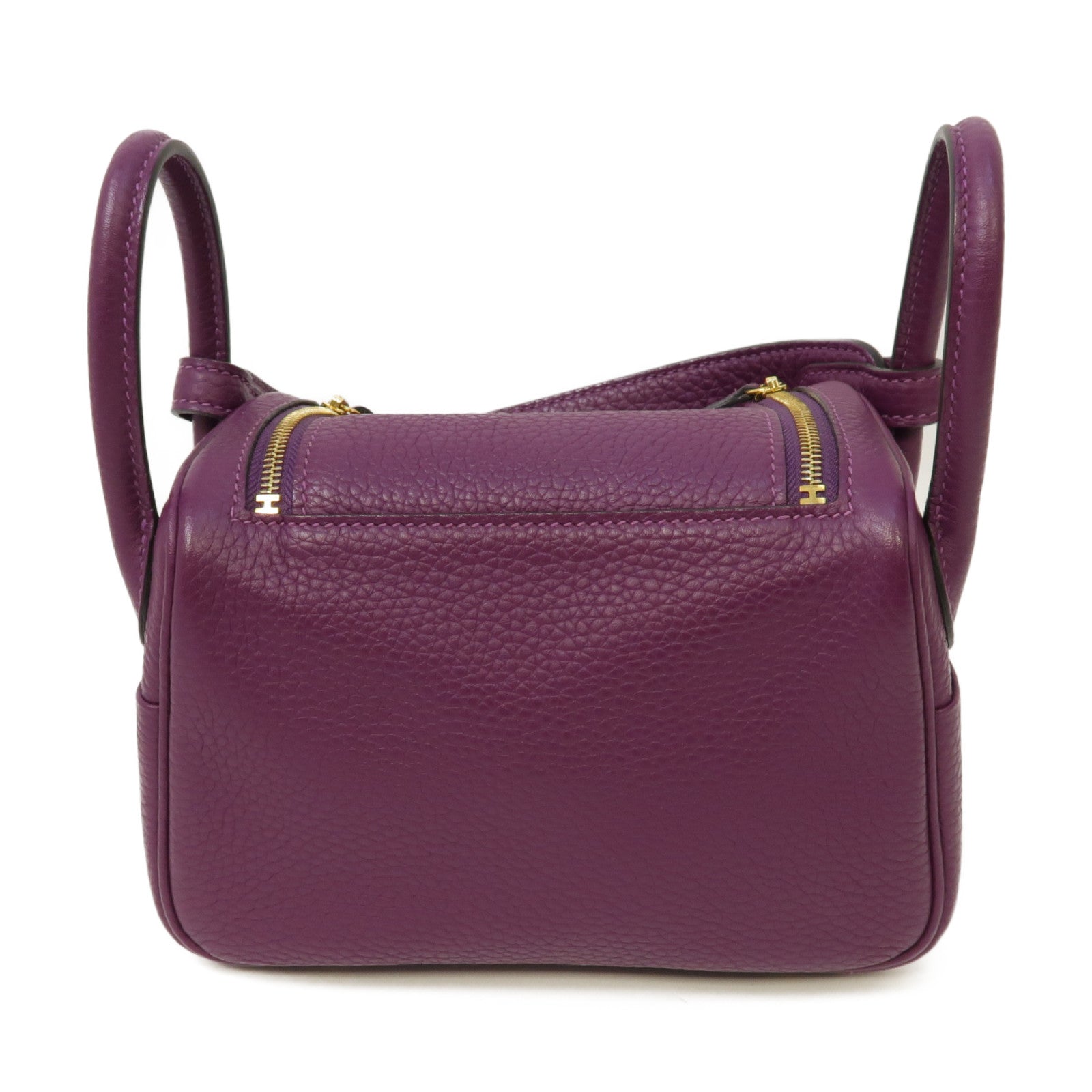 HERMES Clemence皮革Mini Lindy金扣肩背袋Anemone紫色