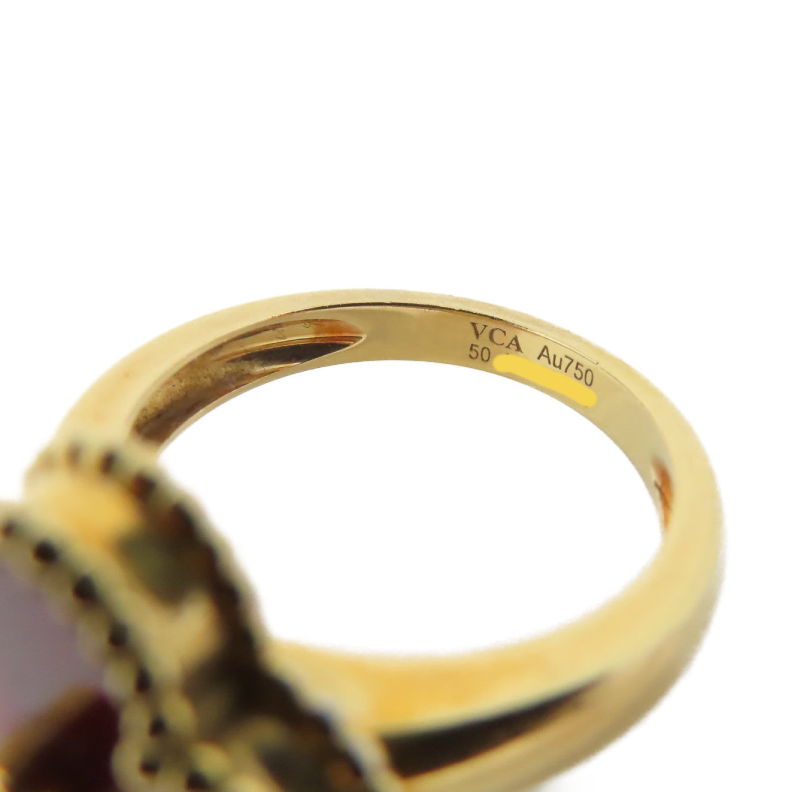 Van Cleef & Arpels 【激減優惠】18K黃金/紅玉髓/鑽石Vintage Alhambra Ring戒指紅色/金色#50/US#5