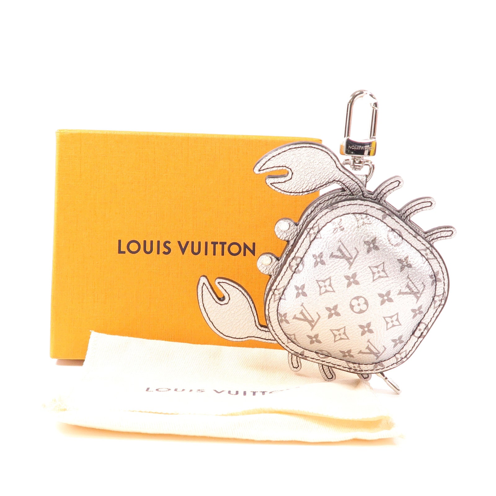 LOUIS VUITTON Monogram LV Crab銀扣吊飾