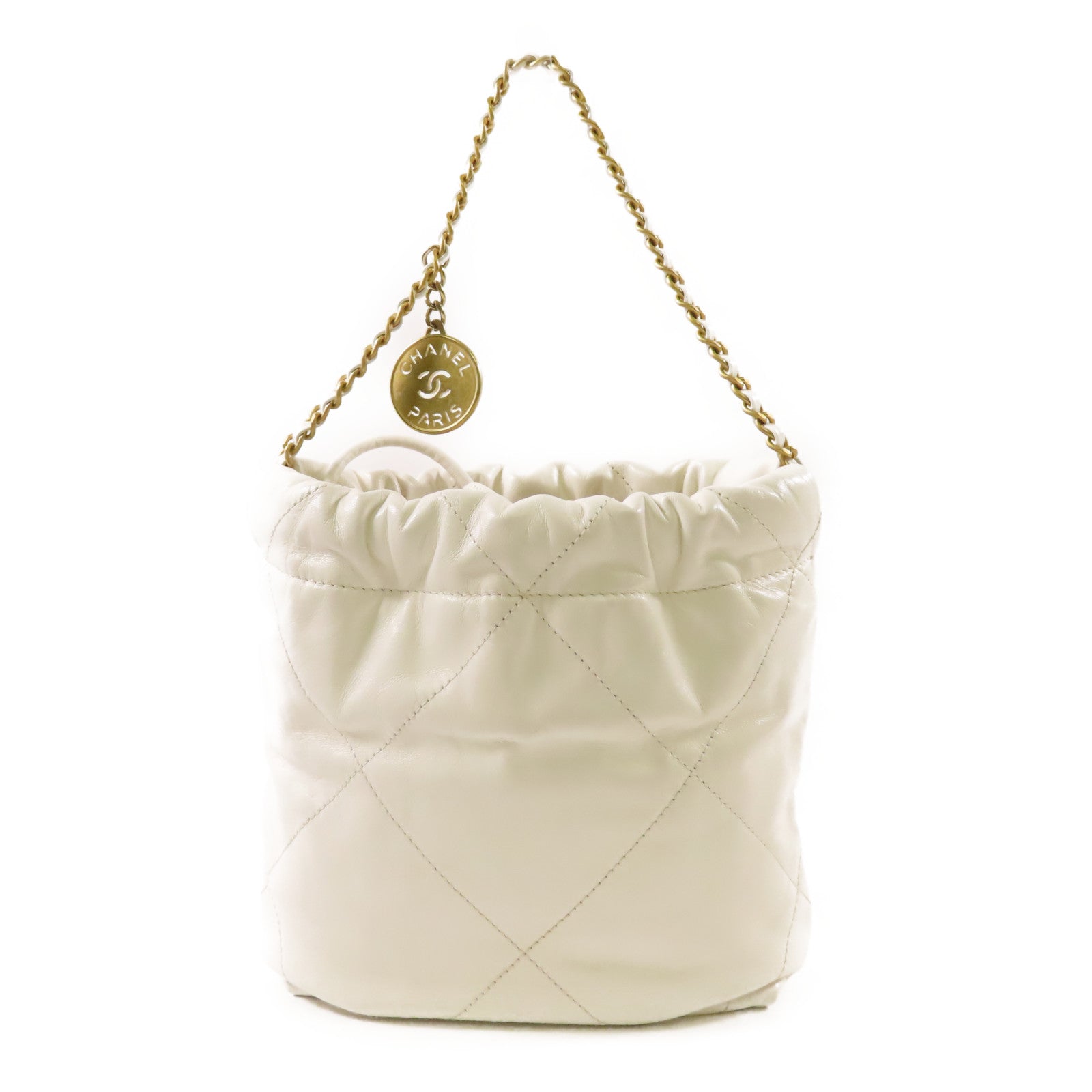CHANEL 牛皮皮革Mini 22金扣鏈帶肩背袋