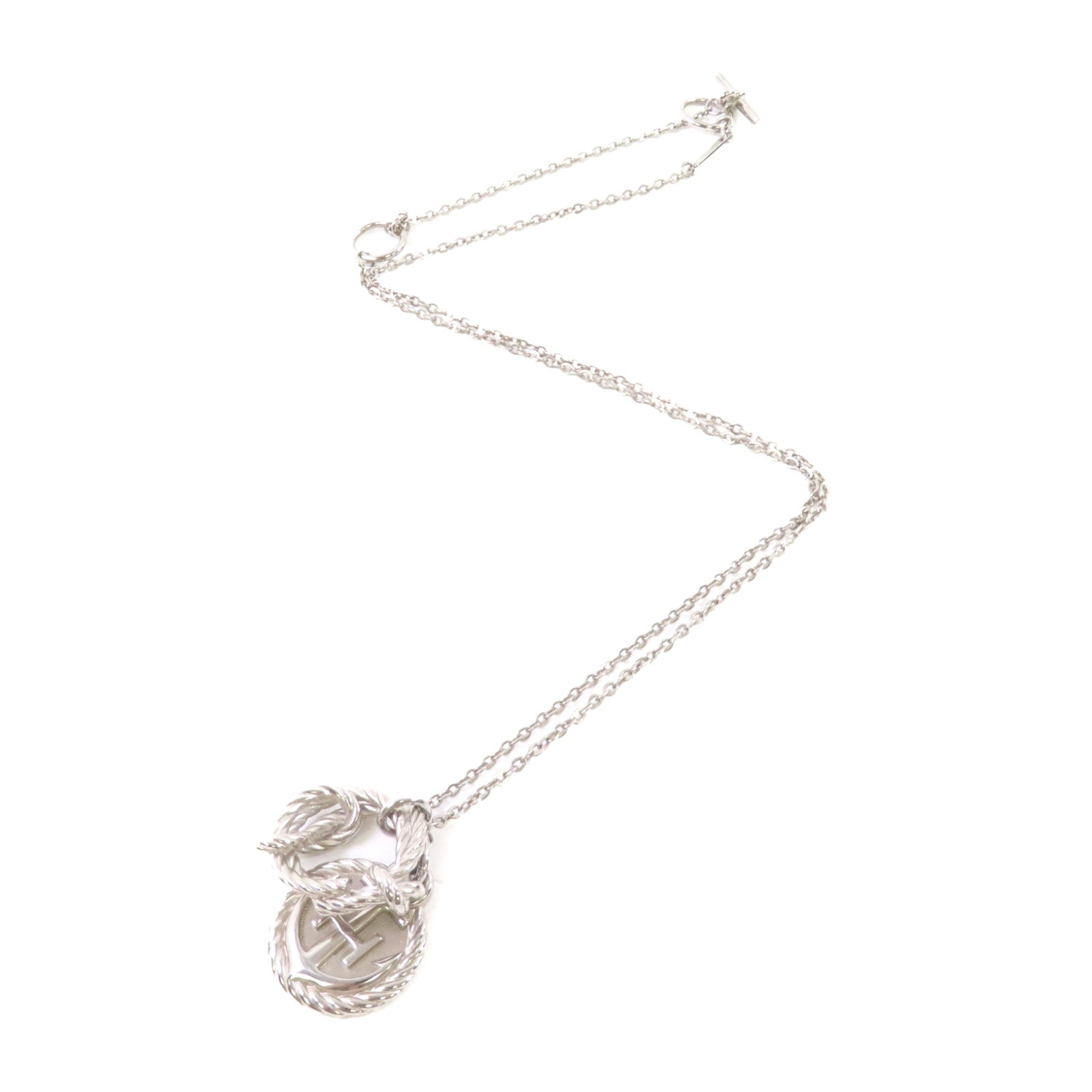 HERMES 鈀金Cordage Necklace銀扣項鏈銀色