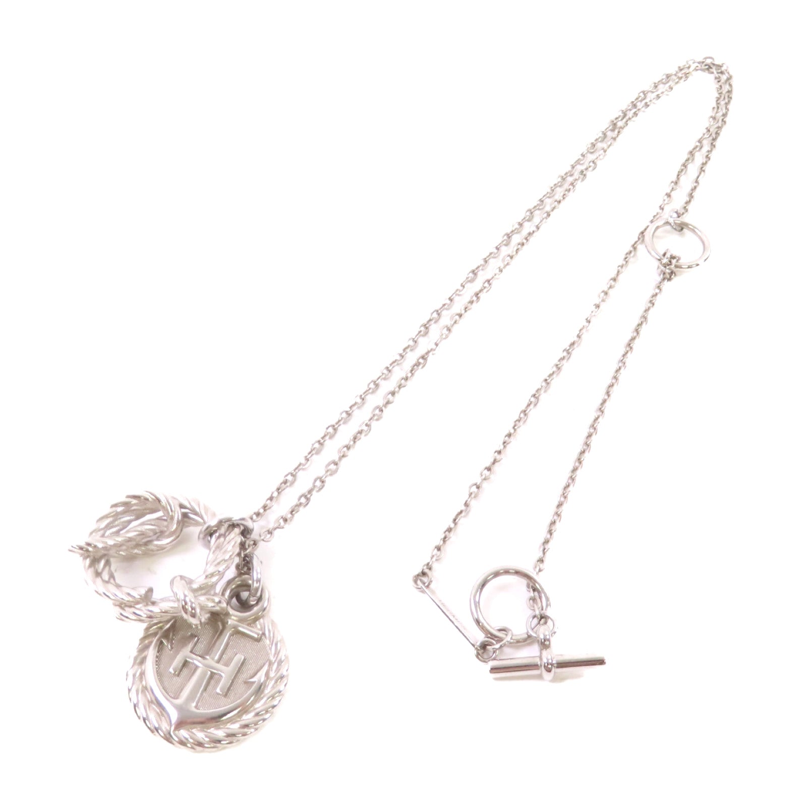HERMES 鈀金Cordage Necklace銀扣項鏈銀色