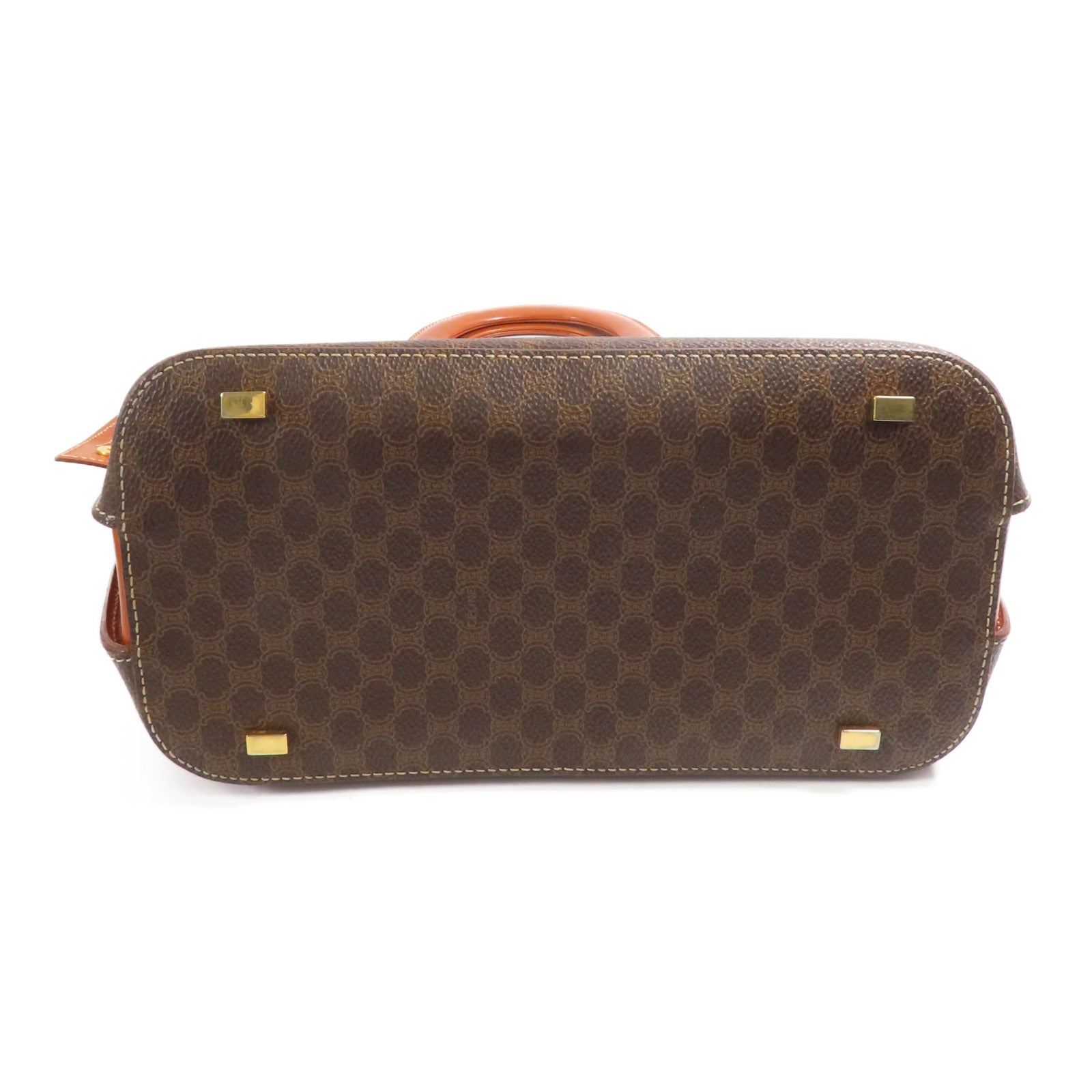 CELINE GHW Hand Bag Coated Canvas Brown