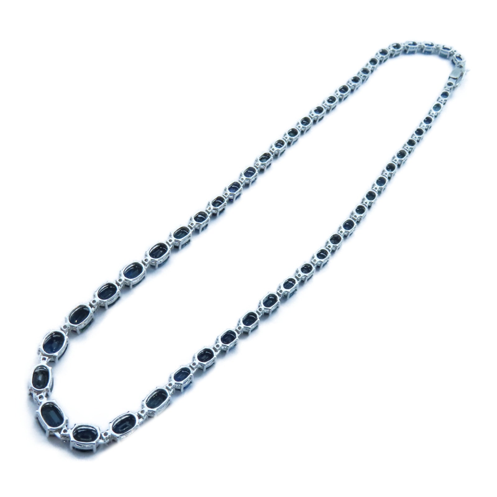 JEWELRY 18K白金Sapphire/Diamond Necklace34.410ct藍寶石/1.04ct鑽石項鍊#44cm