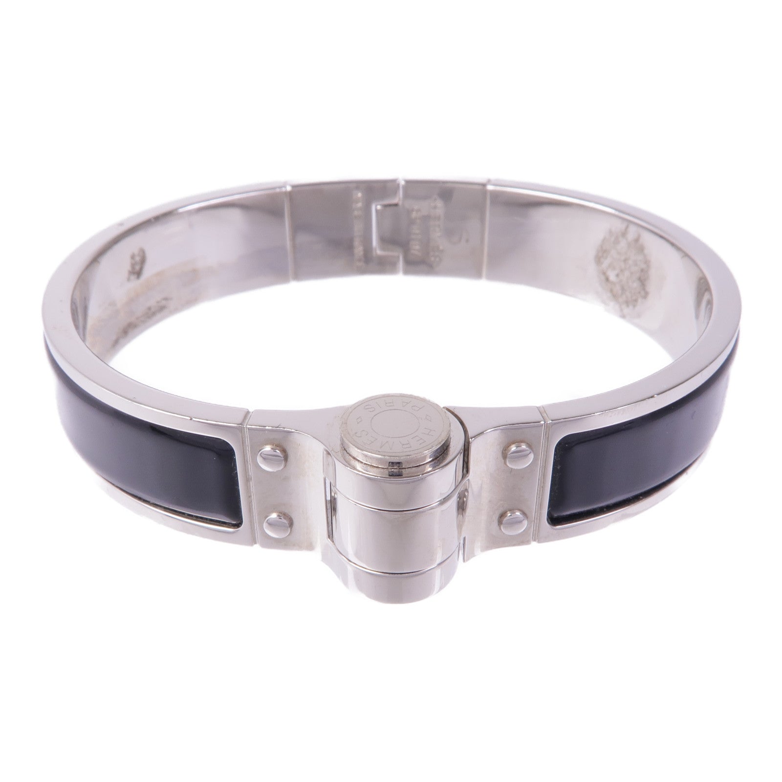 HERMES 金屬/琺瑯Charniere Bracelet手鐲Noir