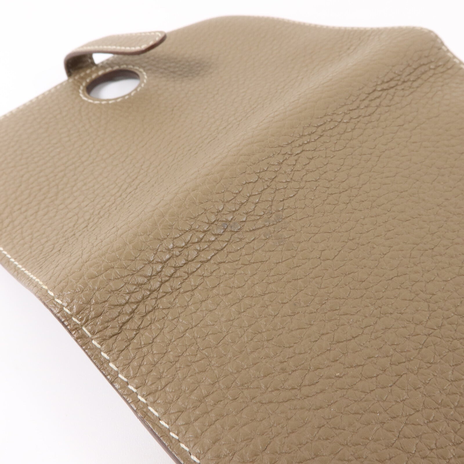 HERMES Togo皮革Dogon Compact Wallet銀扣錢包Etoupe