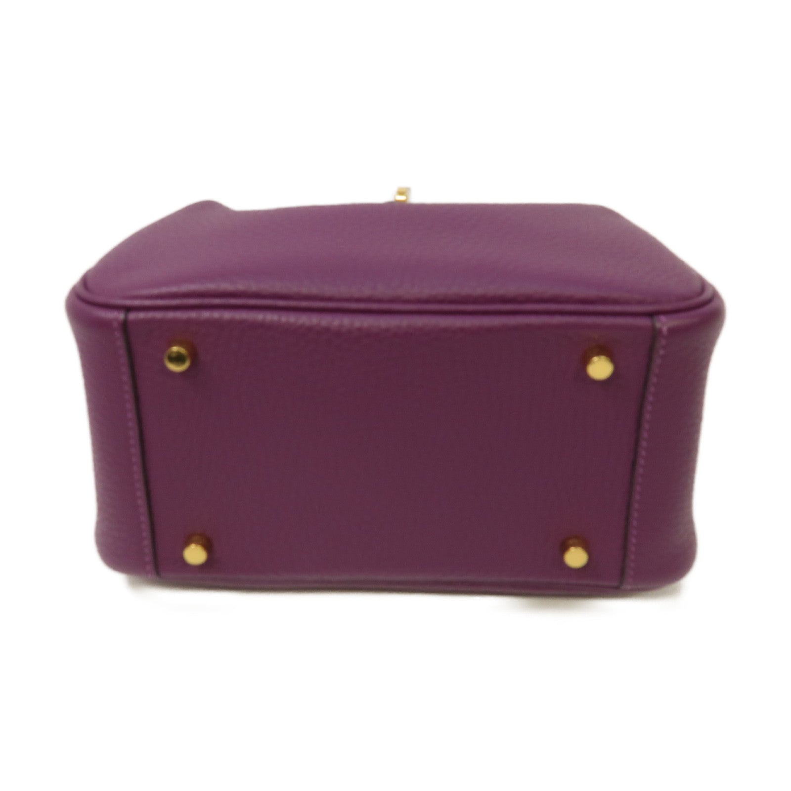 HERMES Clemence皮革Mini Lindy金扣肩背袋Anemone紫色