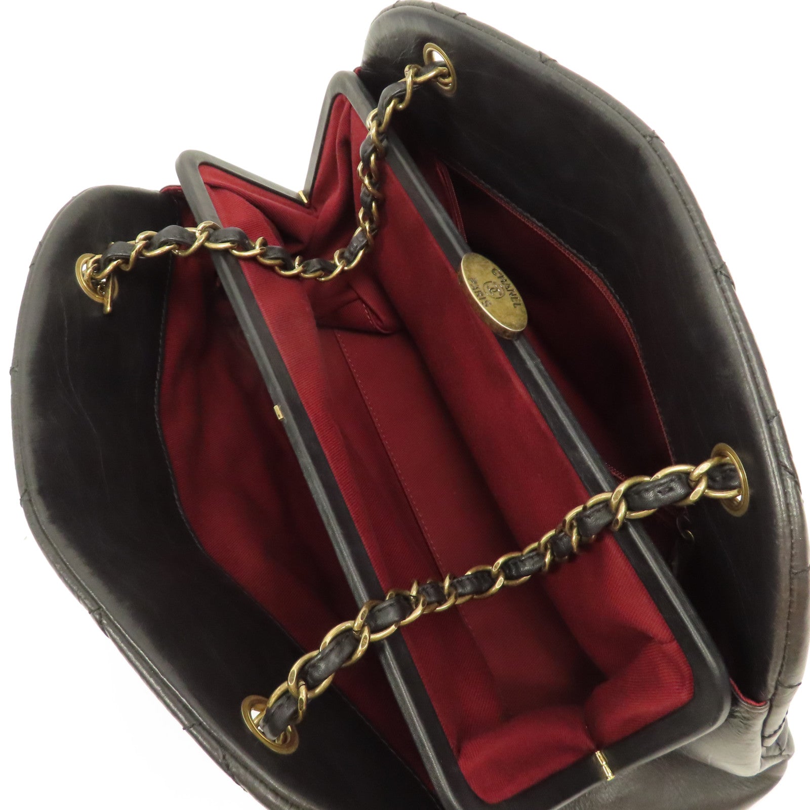 CHANEL 【激減優惠】菱格牛皮皮革Chain Shoulder Bag金扣鏈帶肩背袋黑色