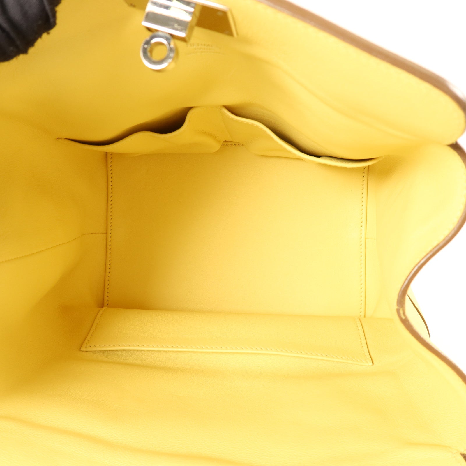 HERMES Swift皮革Tool Box 20銀扣手挽肩背兩用袋Jaune Poussin