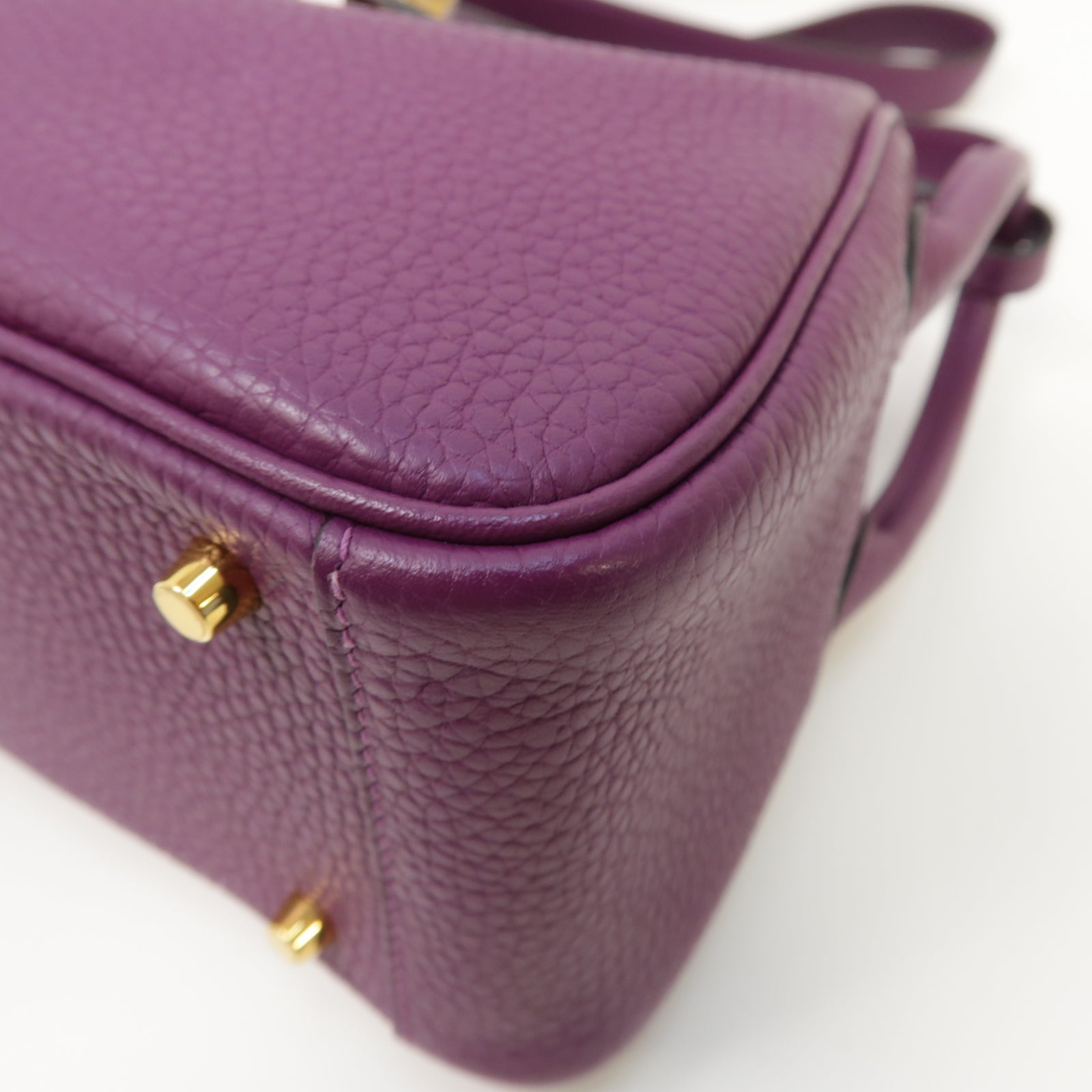 HERMES Clemence皮革Mini Lindy金扣肩背袋Anemone紫色