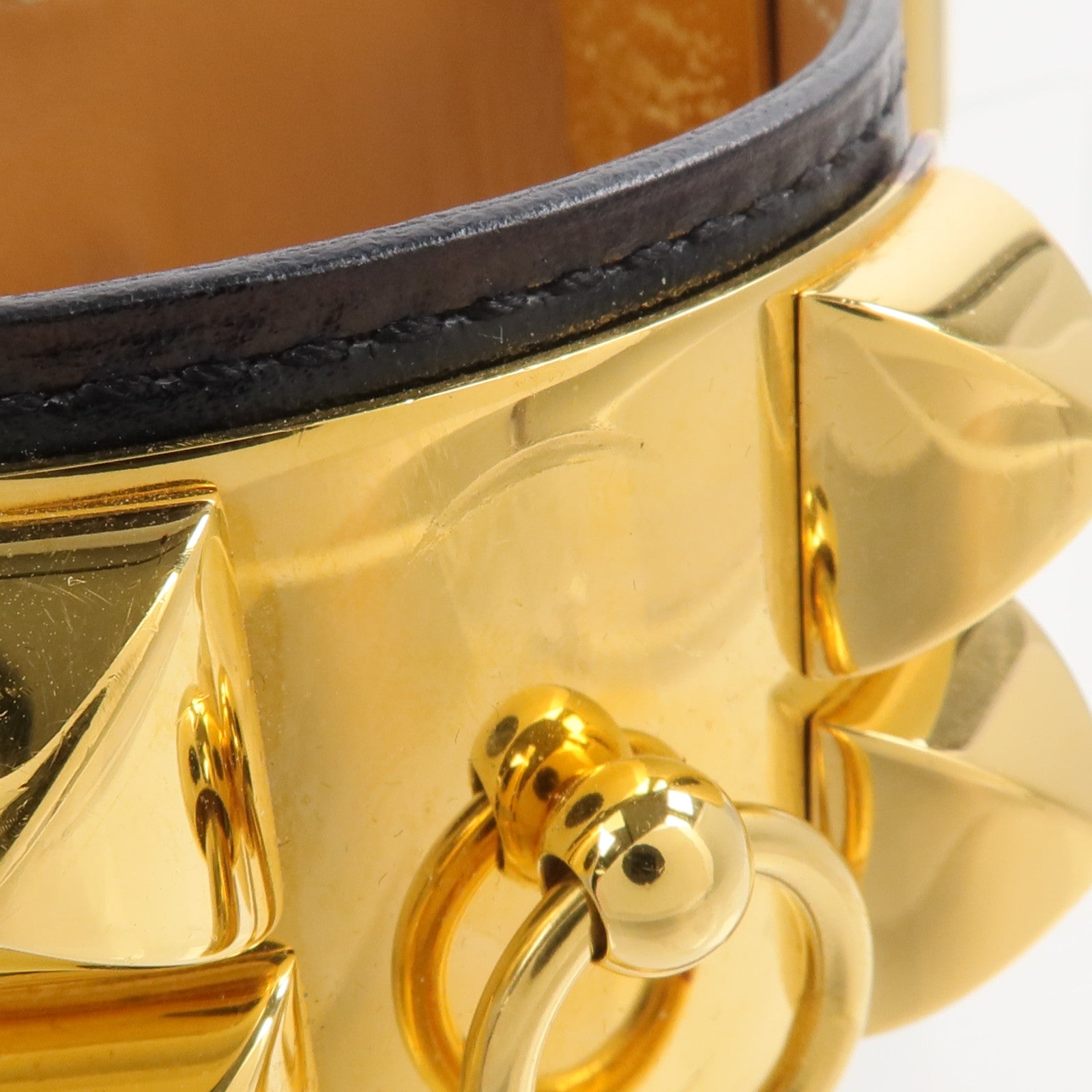 HERMES Box Calf皮革Collier de Chien手鐲Noir