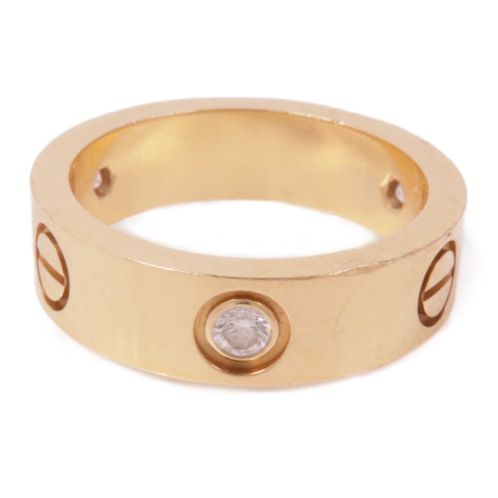 CARTIER 18K玫瑰金Love Ring 3 Diamonds鑽石戒指Cartier#54/US#6.75
