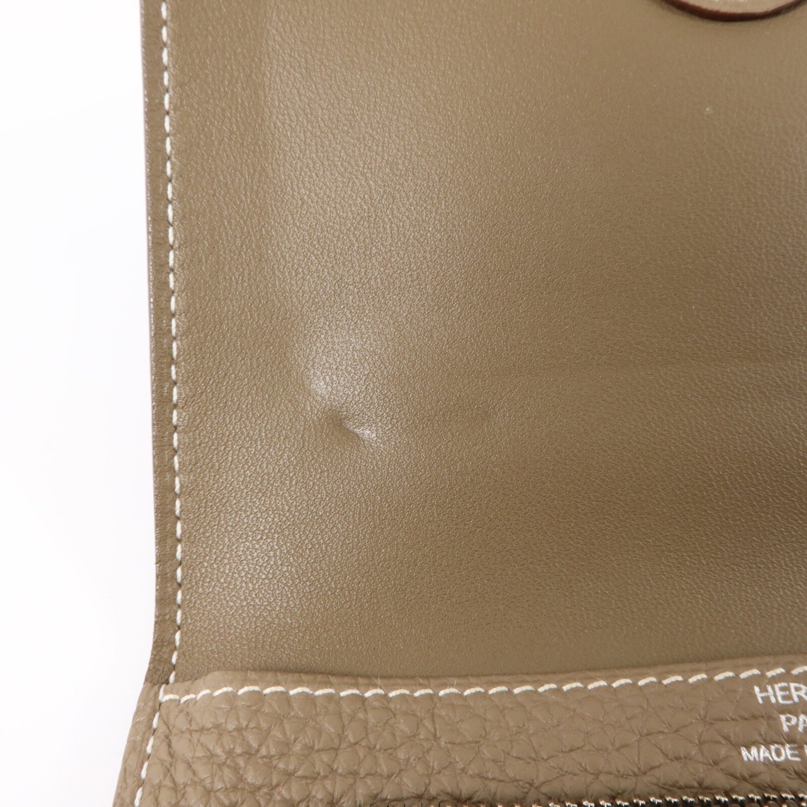 HERMES Togo皮革Dogon Compact Wallet銀扣錢包Etoupe